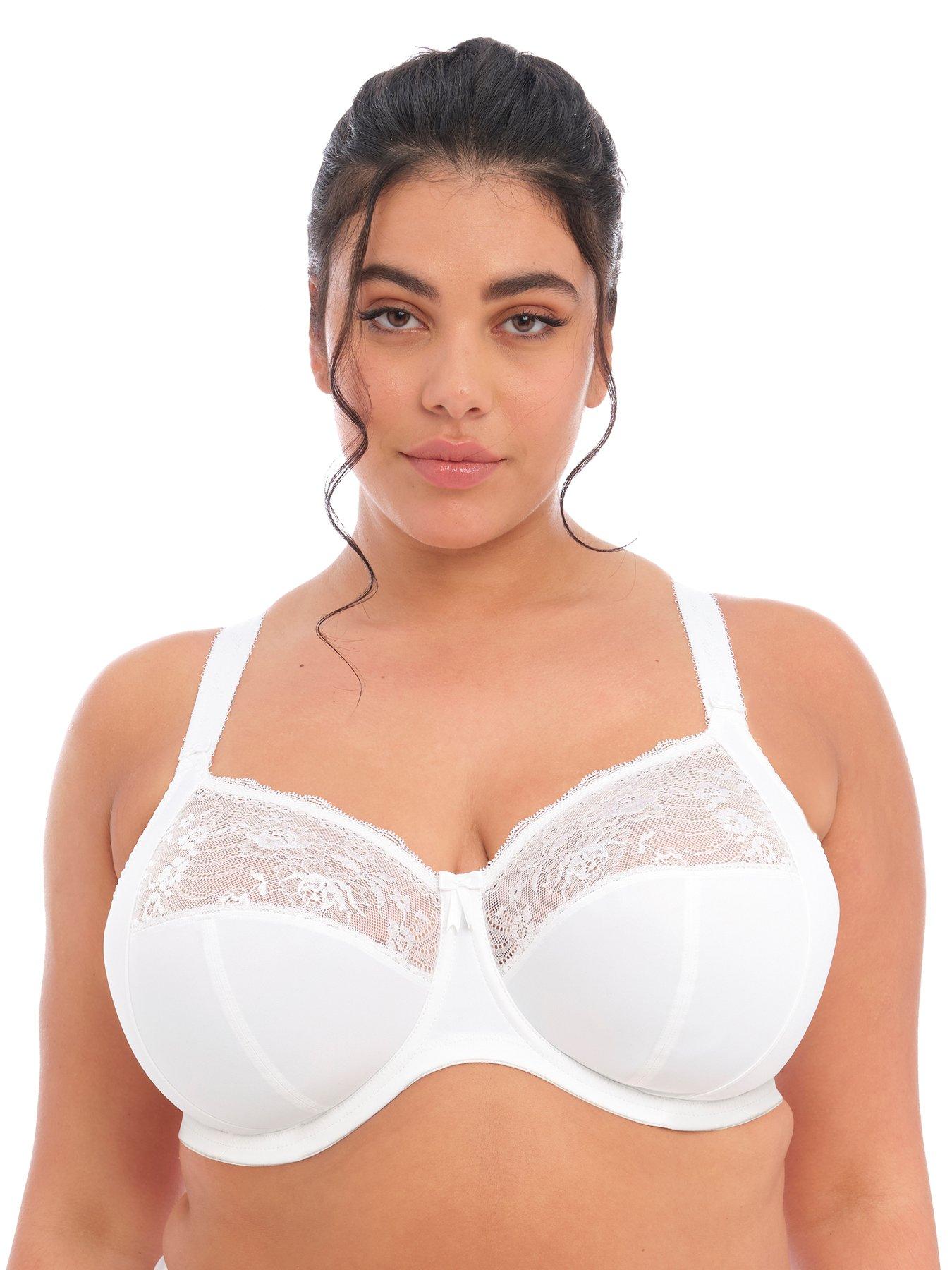 Elomi Womens Cate Wirefree Soft Cup Bra, 36G, White 