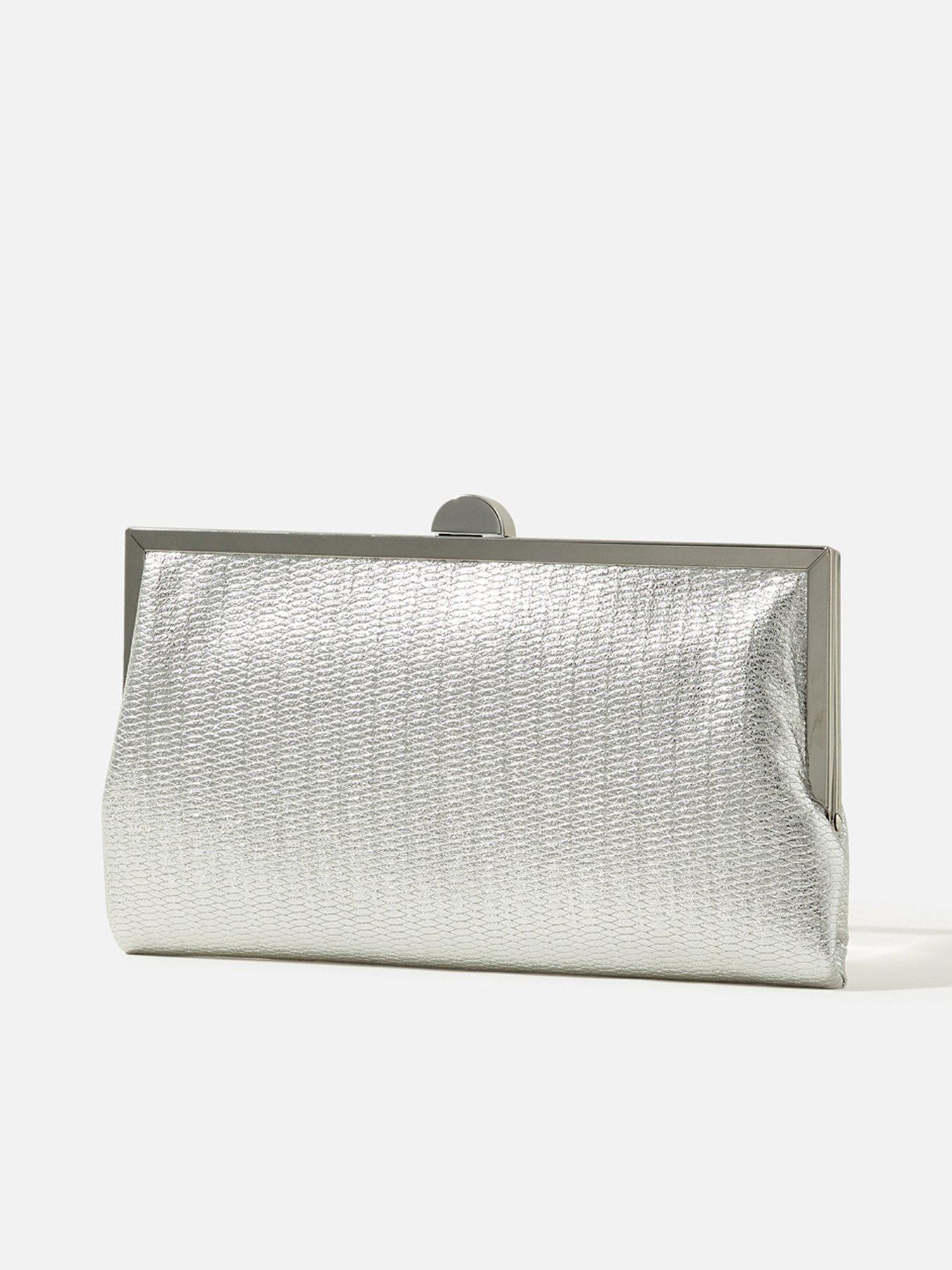 Metallic silver clearance clutch bag