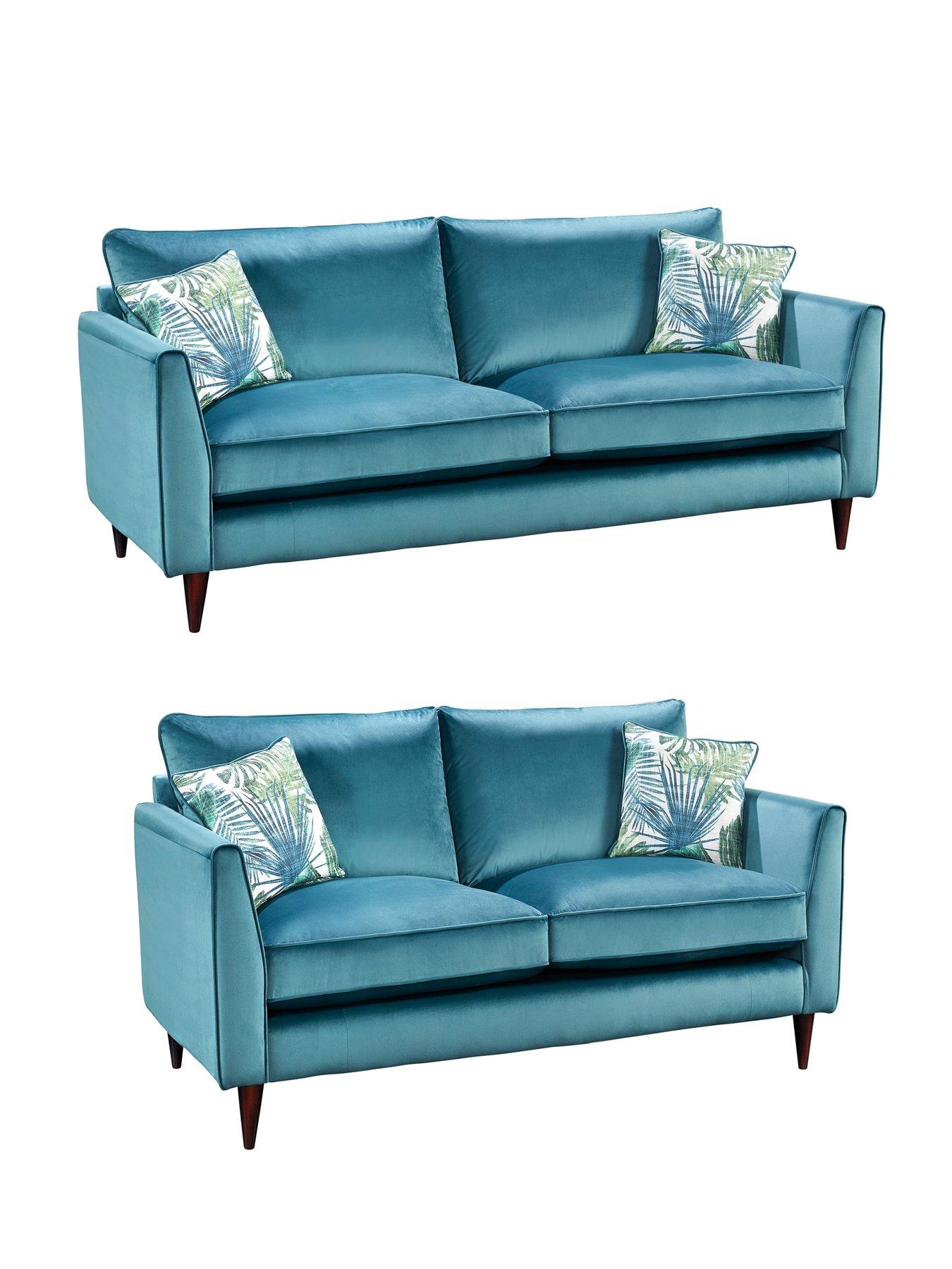 Very Home Pasha Fabric 3 Seater + 2 Seater Sofa Set (Buy and SAVE!) - Teal - Made to order in the UK