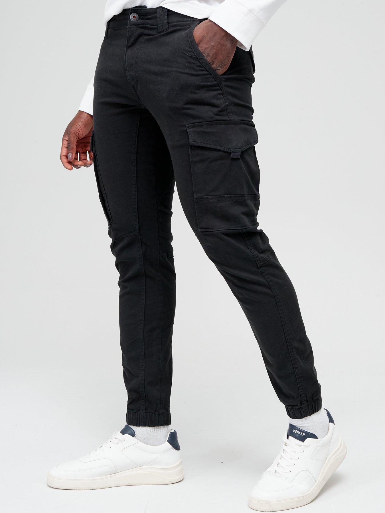 jack-jones-paul-tapered-fit-cuffed-cargo-pants-blackfront