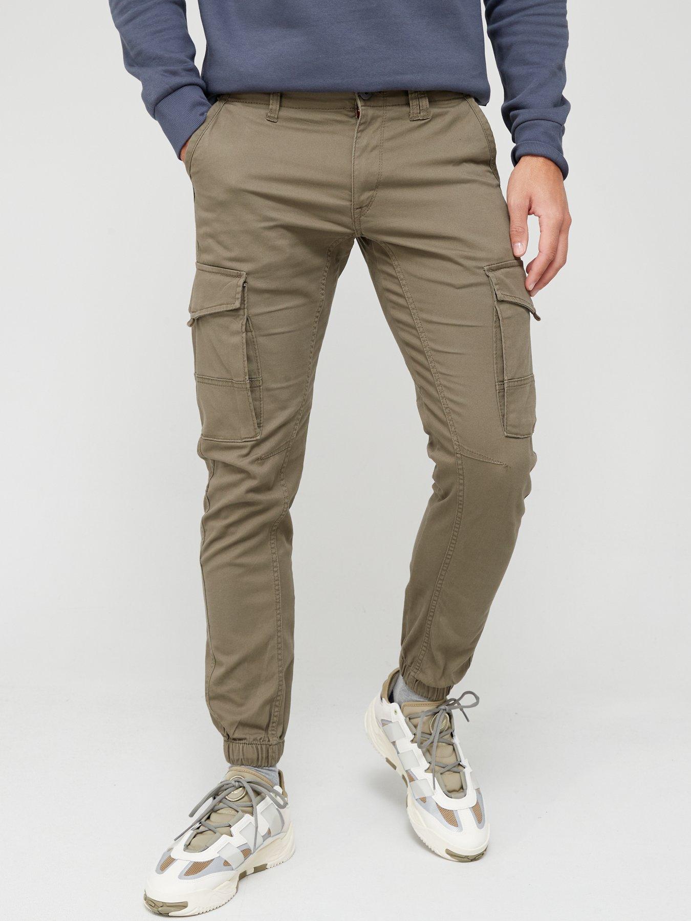 Image 1 of 4 of Jack & Jones Tapered Slim Fit Cuffed Cargo Pants - Dark Green