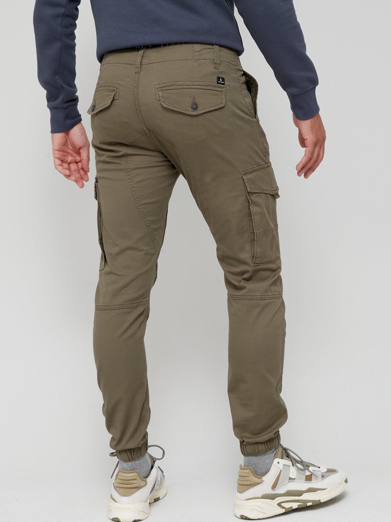 Image 2 of 4 of Jack & Jones Tapered Slim Fit Cuffed Cargo Pants - Dark Green