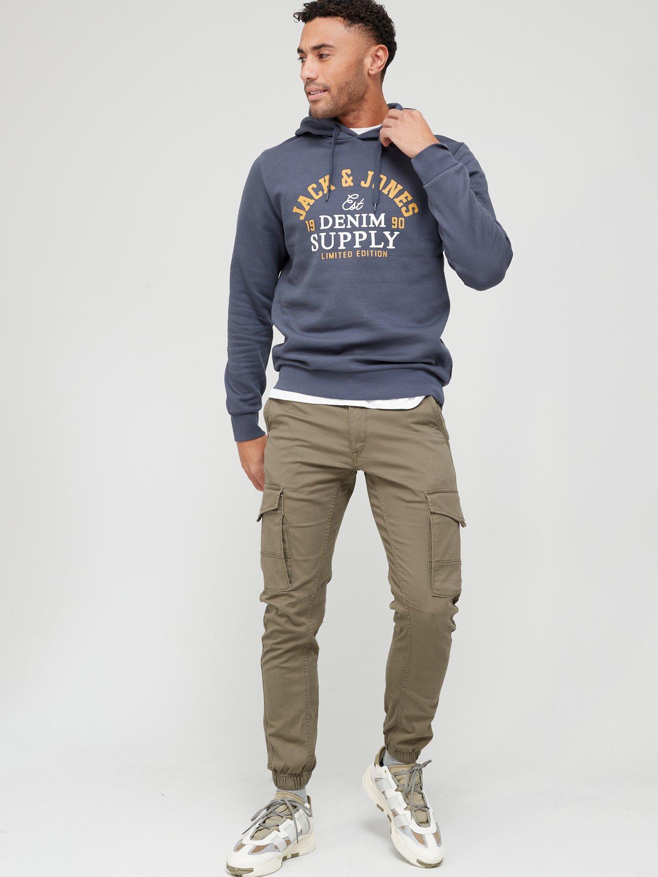 Image 3 of 4 of Jack & Jones Tapered Slim Fit Cuffed Cargo Pants - Dark Green