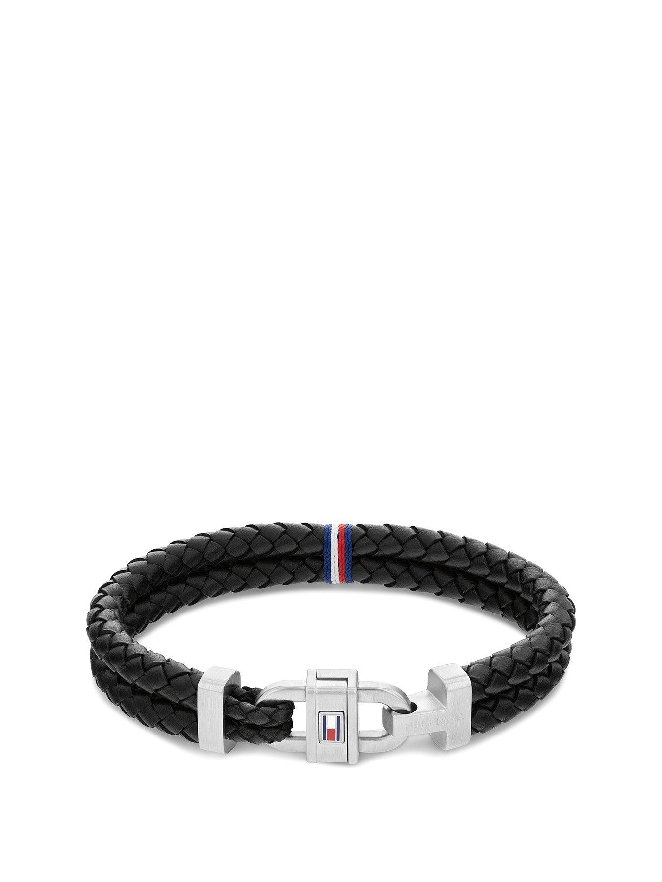 tommy-hilfiger-carabiner-mens-leather-bracelet-black