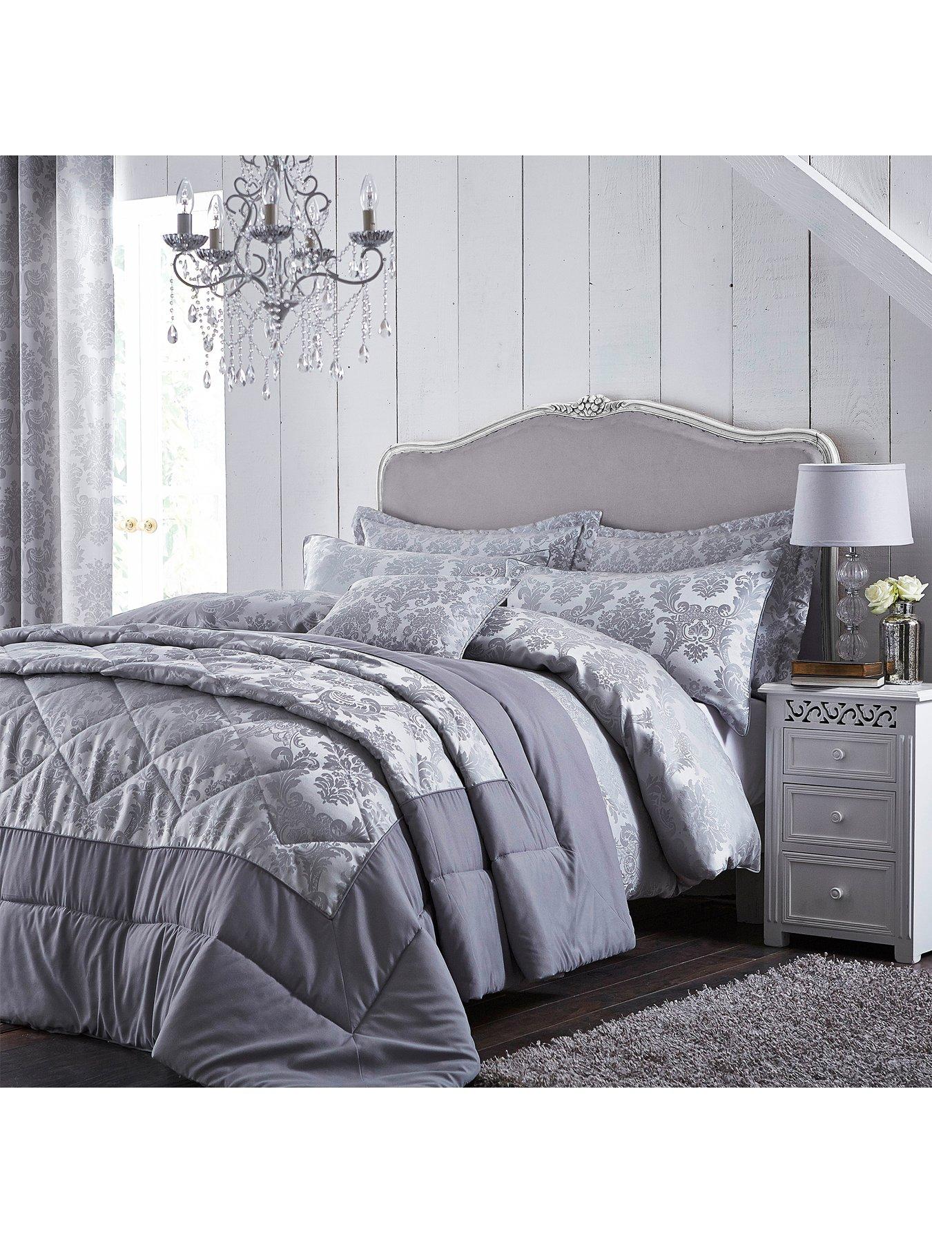 Image 1 of 4 of Catherine Lansfield Damask Jacquard Duvet Cover - Grey