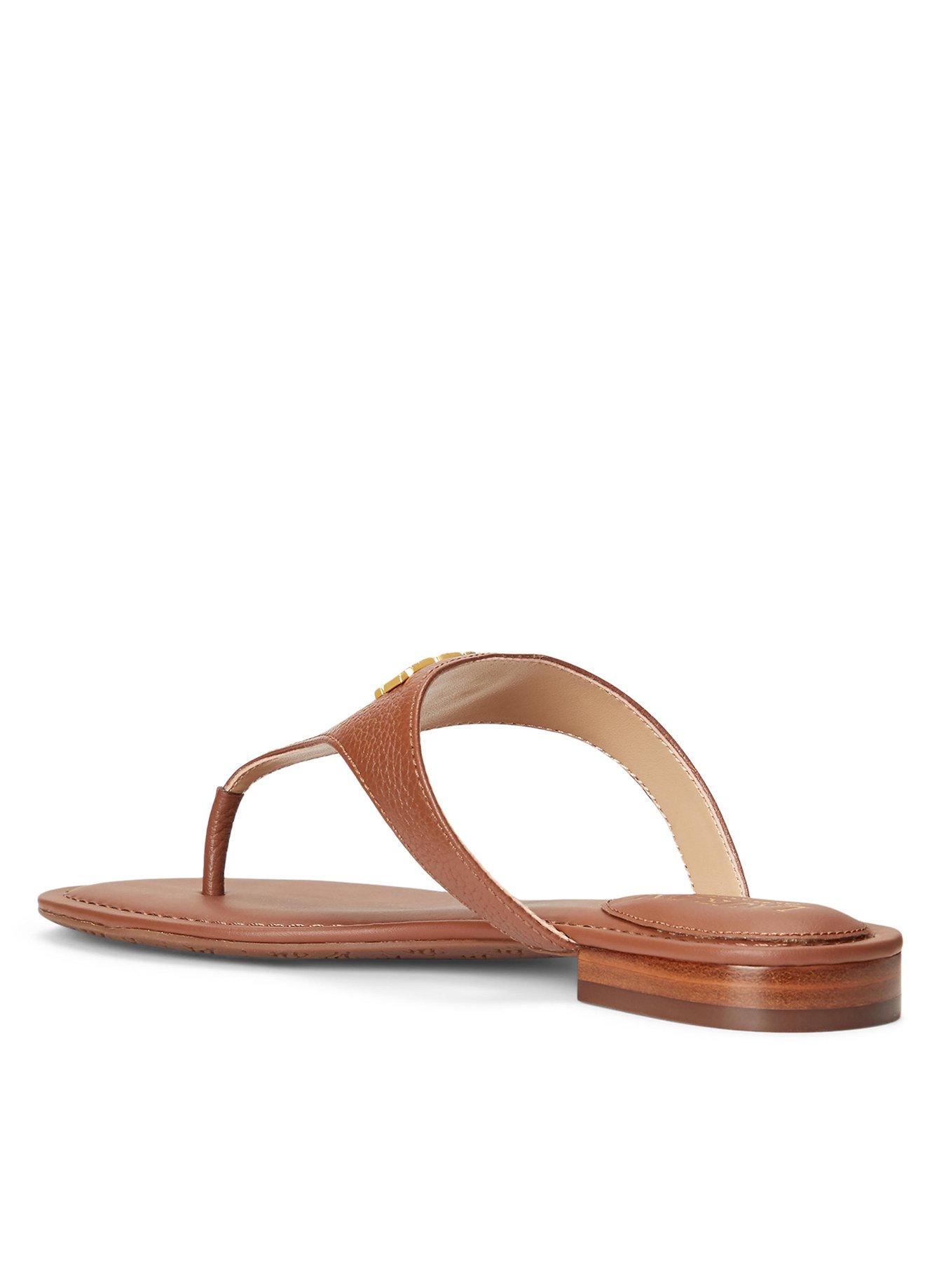 Lauren by Ralph Lauren Ellah Tumbled Leather Sandal - Deep Saddle Tan |  Very Ireland