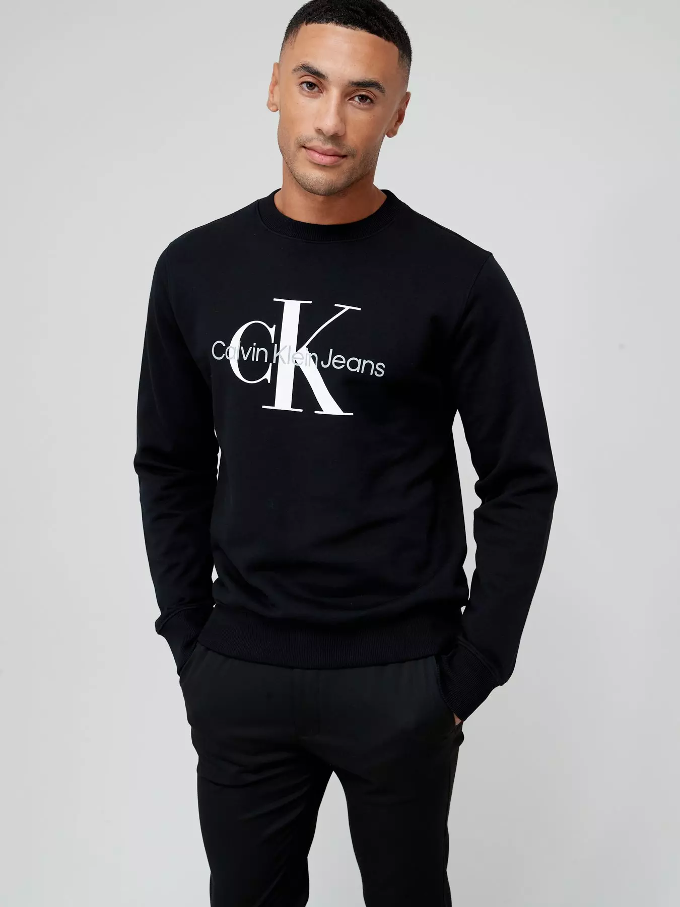 Calvin Klein monogram logo sweatshirt in white