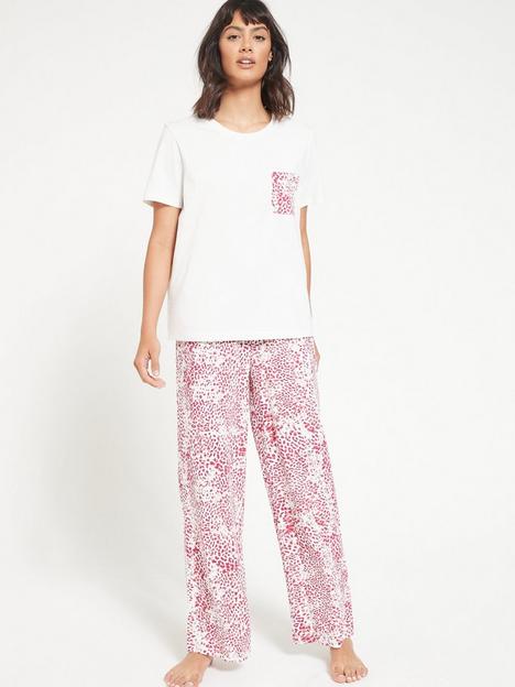 everyday-short-sleeve-animal-detail-pocket-wide-leg-pyjamas-pink-animal