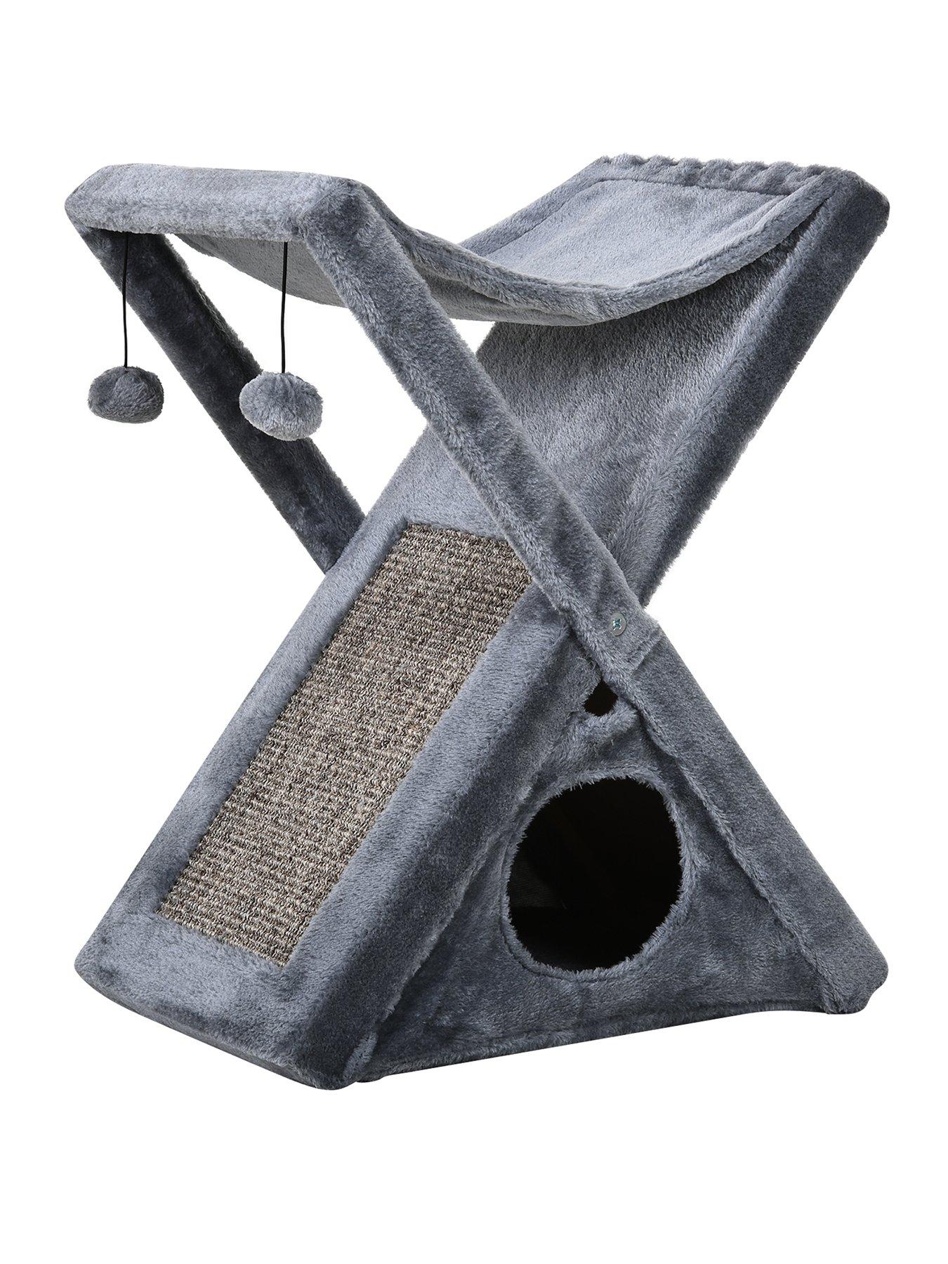 undefined PawHut Two Tier Cat Tree Tower Scratching Post, 50L x 32W x 65Hcm