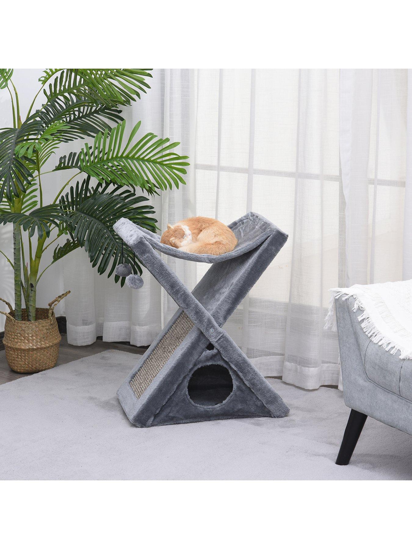 pawhut-pawhut-two-tier-cat-tree-tower-scratching-post-50l-x-32w-x-65hcmstillFront