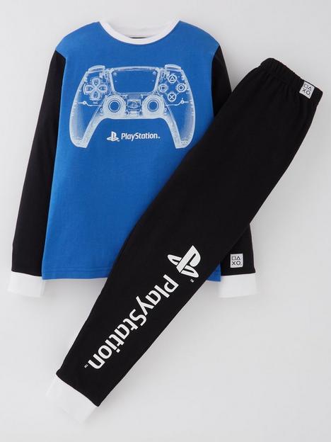 playstation-playstation-contrast-sleeve-pyjamas-blue