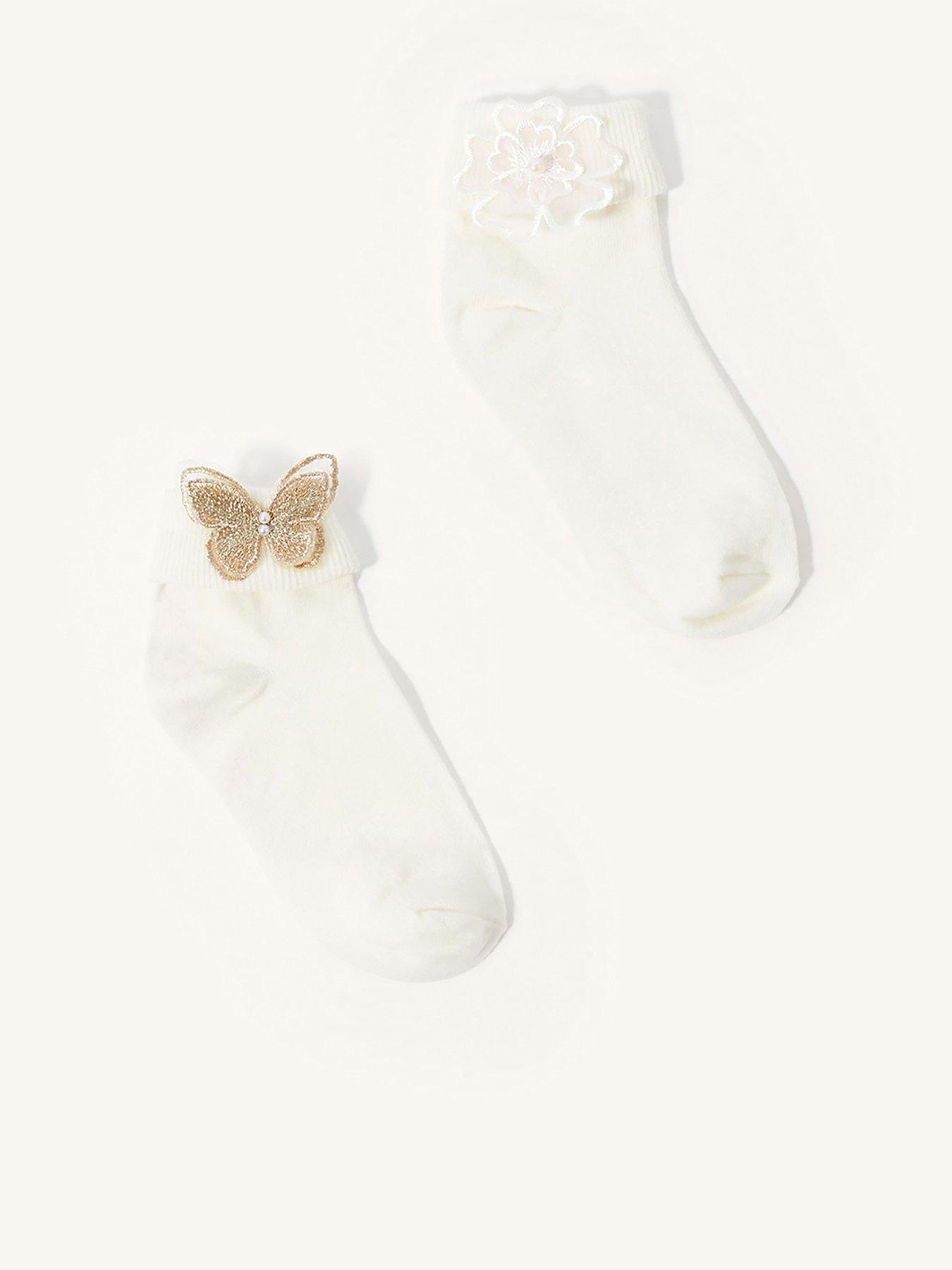 undefined Girls 2 Pack Butterfly  &  Flower Socks - Multi