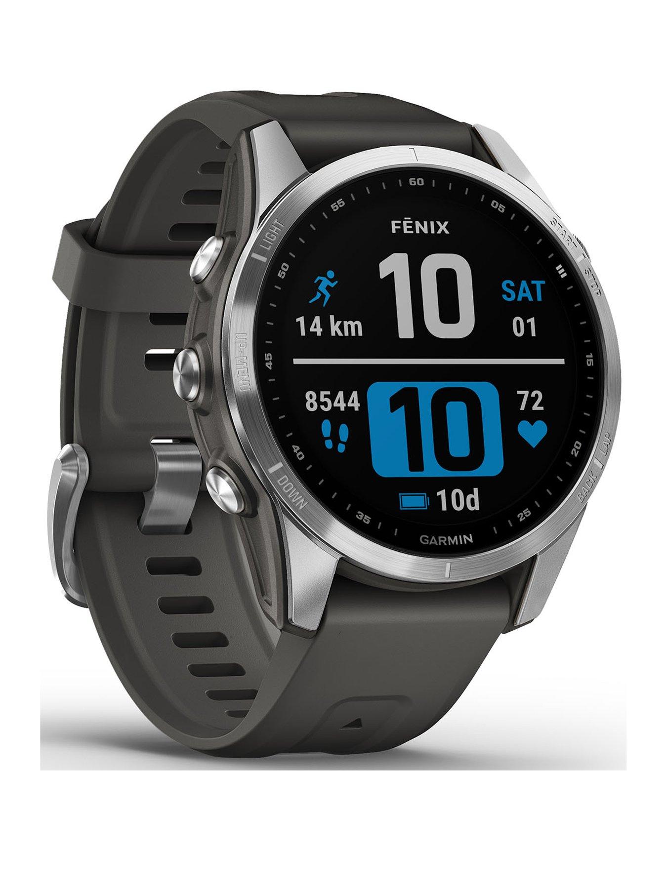 Image 1 of 8 of Garmin Fenix 7S Multisport GPS Watch - Silver with Graphite Band