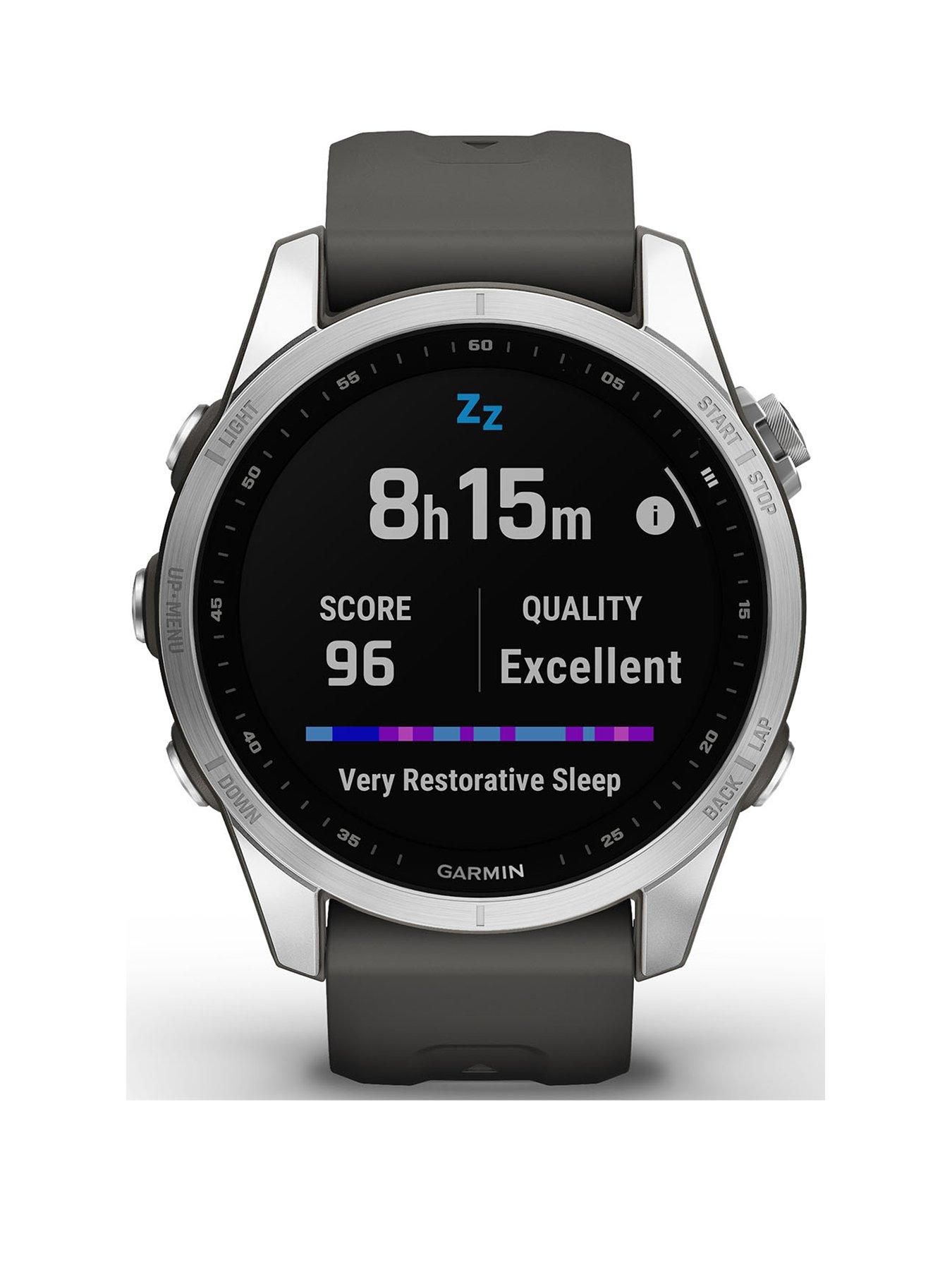 garmin-fenix-7s-multisport-gps-watch-silver-with-graphite-bandstillFront