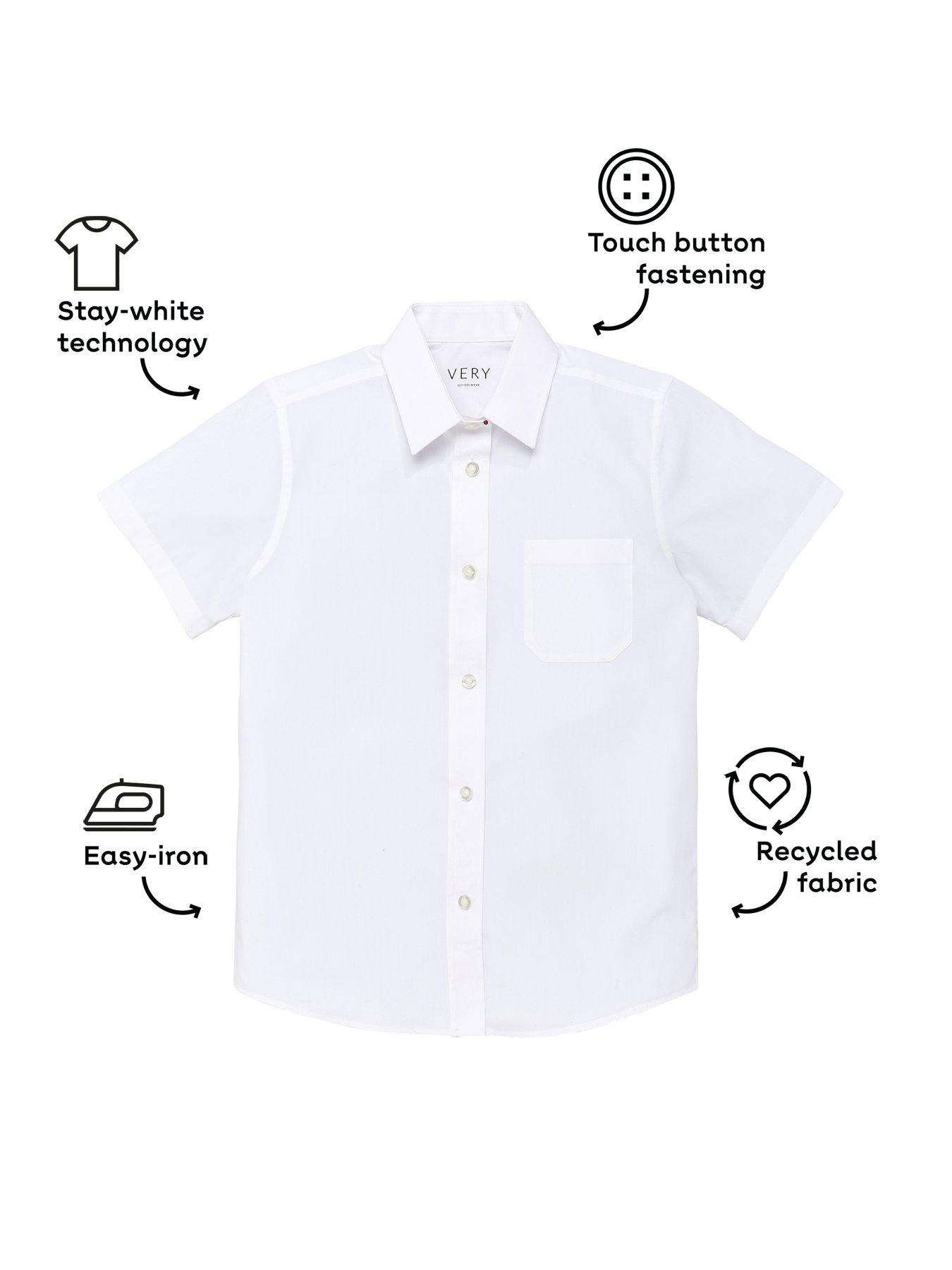 Image 4 of 7 of The Very Collection Girls 3 Pack Easy Iron Short Sleeve Blouses - White
