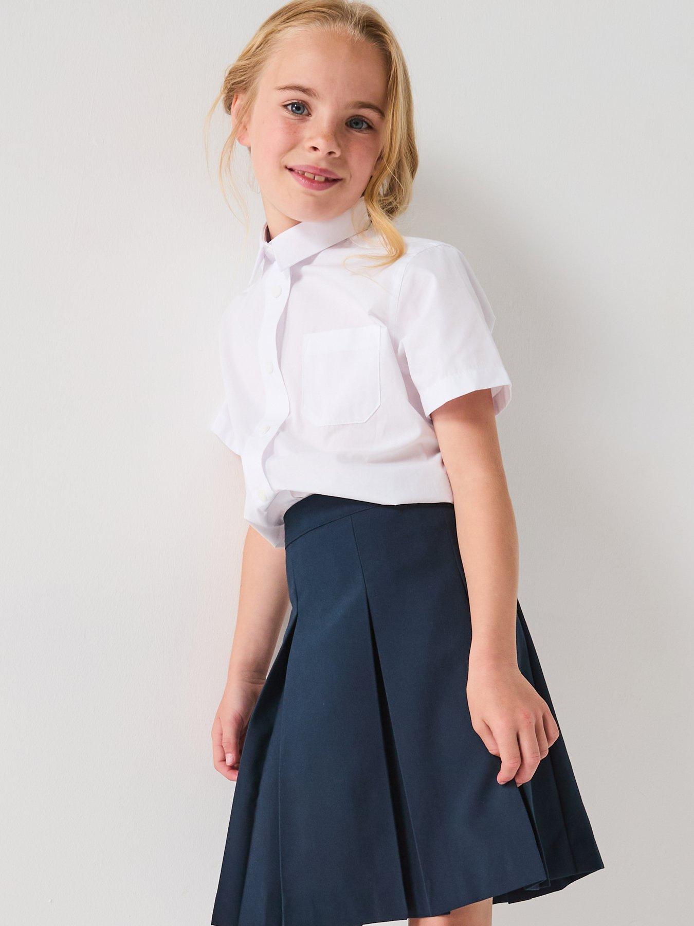 Image 7 of 7 of The Very Collection Girls 3 Pack Easy Iron Short Sleeve Blouses - White