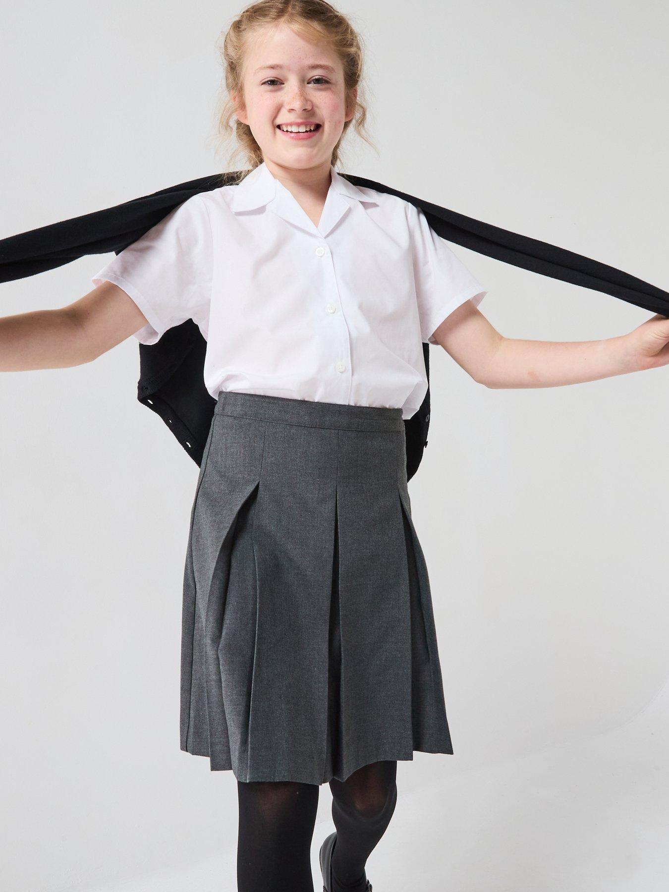 undefined Girls 3 Pack Revere Short Sleeve School Blouse - White
