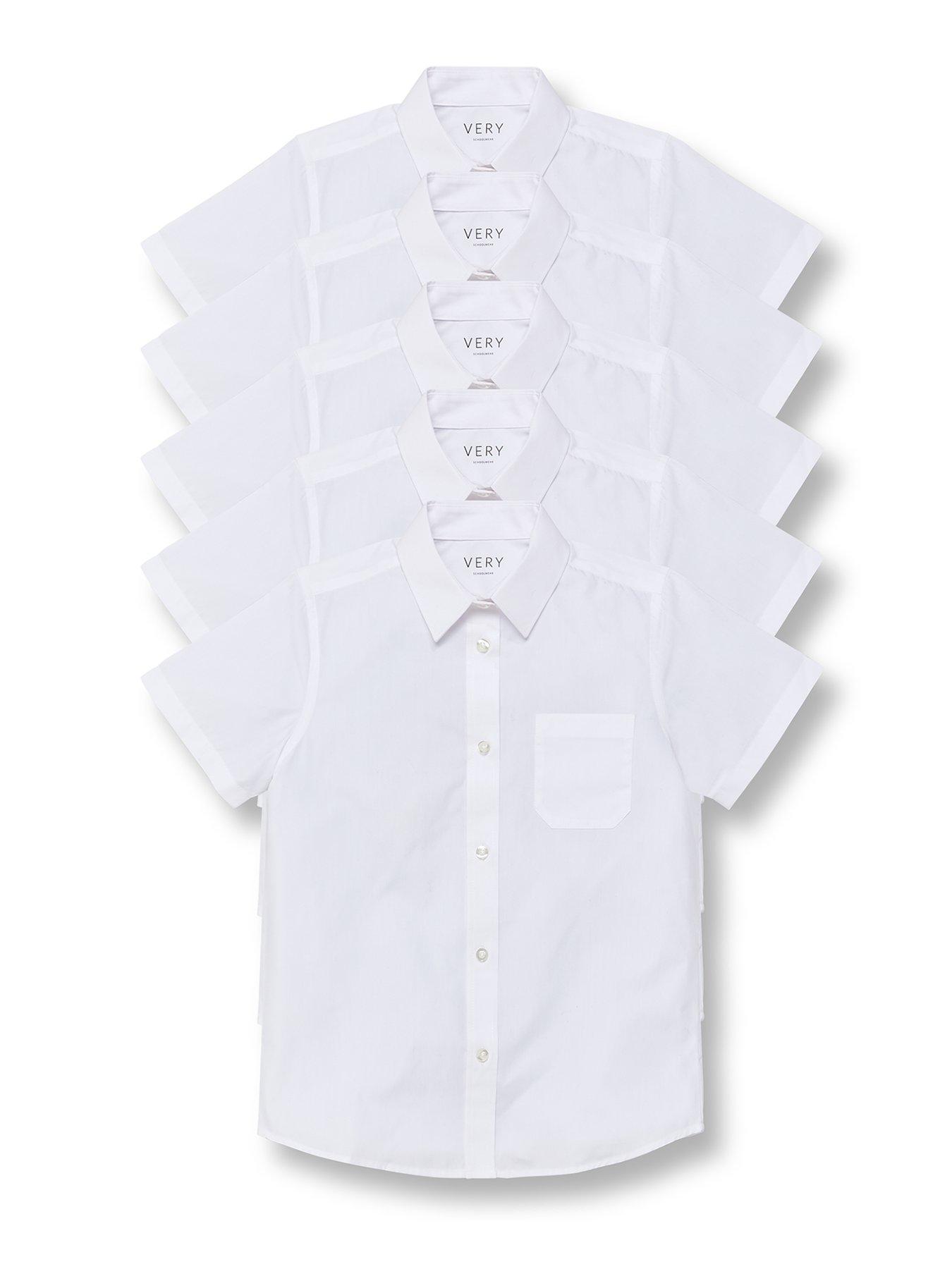 Image 2 of 6 of The Very Collection Boys 5 Pack Short Sleeve School Shirt - White