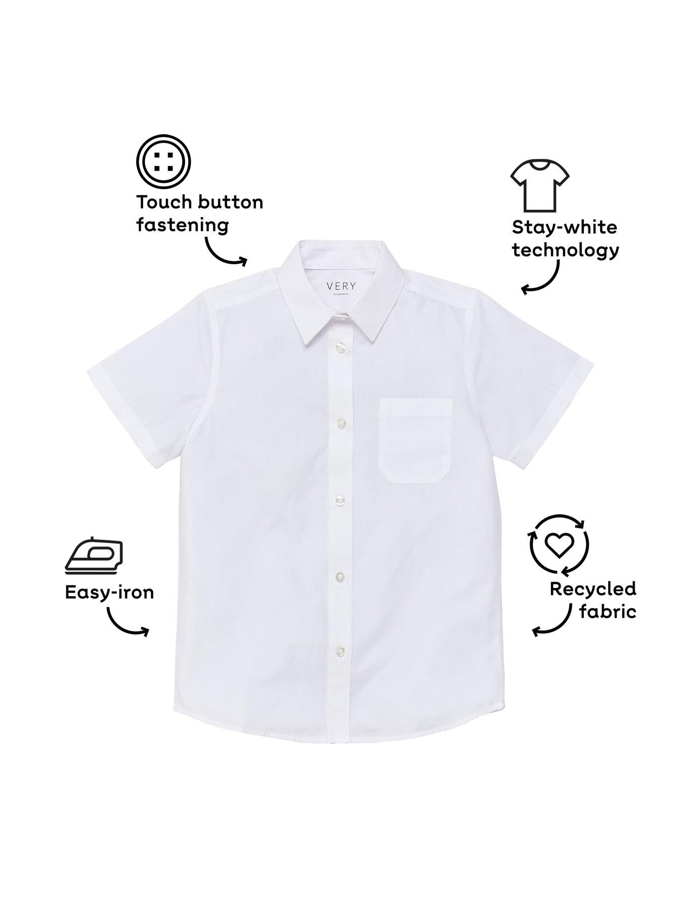 Image 4 of 6 of The Very Collection Boys 5 Pack Short Sleeve School Shirt - White