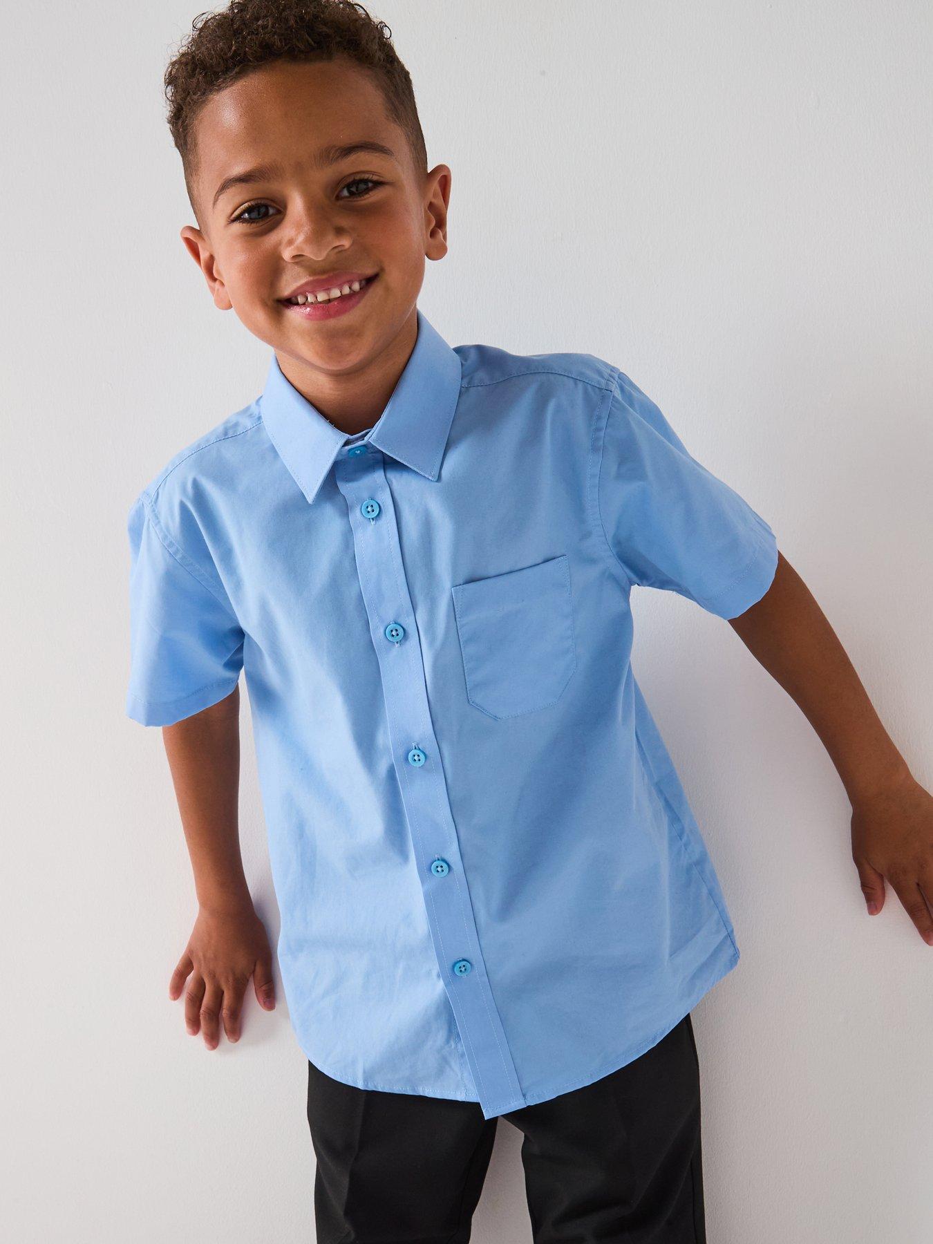 Image 1 of 6 of The Very Collection Boys 3 Pack&nbsp;Short Sleeve School&nbsp;Shirts - Blue