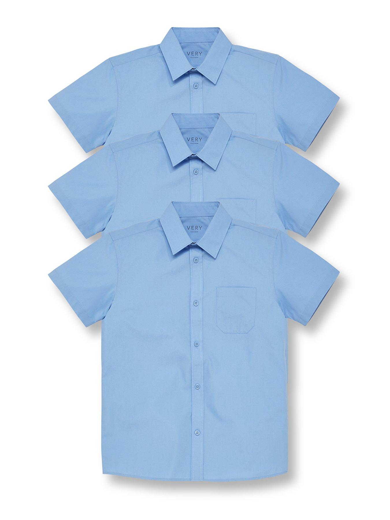 Image 2 of 6 of The Very Collection Boys 3 Pack&nbsp;Short Sleeve School&nbsp;Shirts - Blue