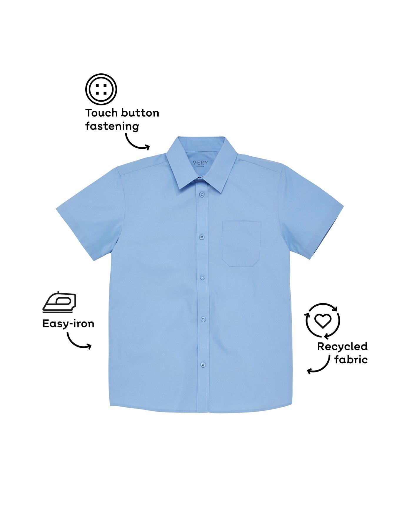 Image 4 of 6 of The Very Collection Boys 3 Pack&nbsp;Short Sleeve School&nbsp;Shirts - Blue
