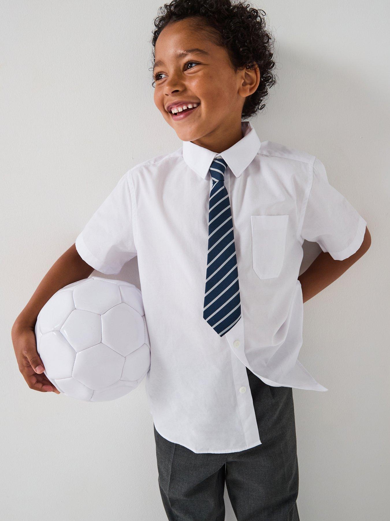 undefined Boys 3 Pack Short Sleeve School Shirts - White