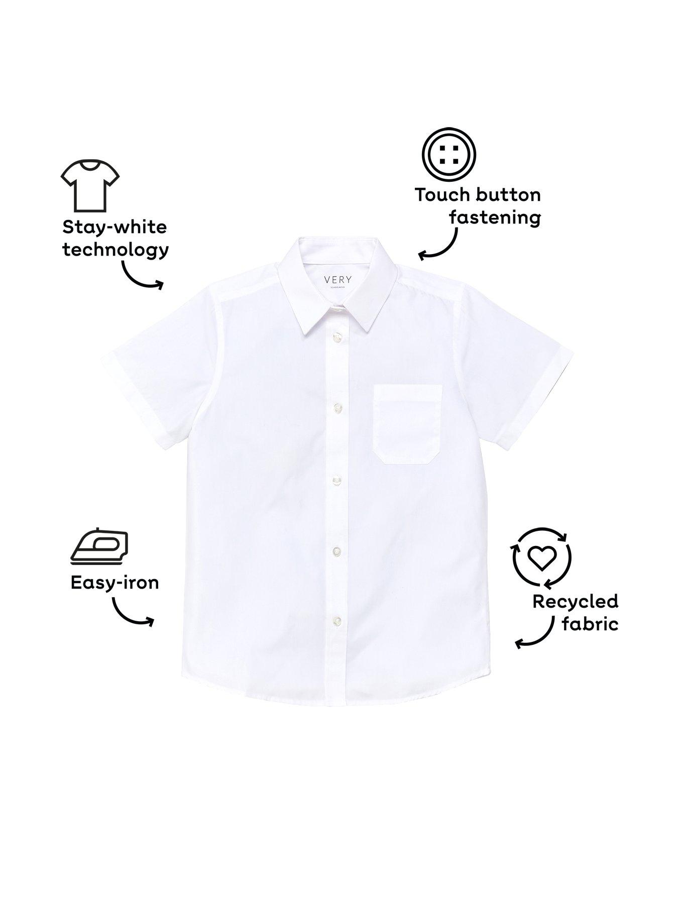 Image 4 of 6 of The Very Collection Boys 3 Pack&nbsp;Short Sleeve School&nbsp;Shirts - White