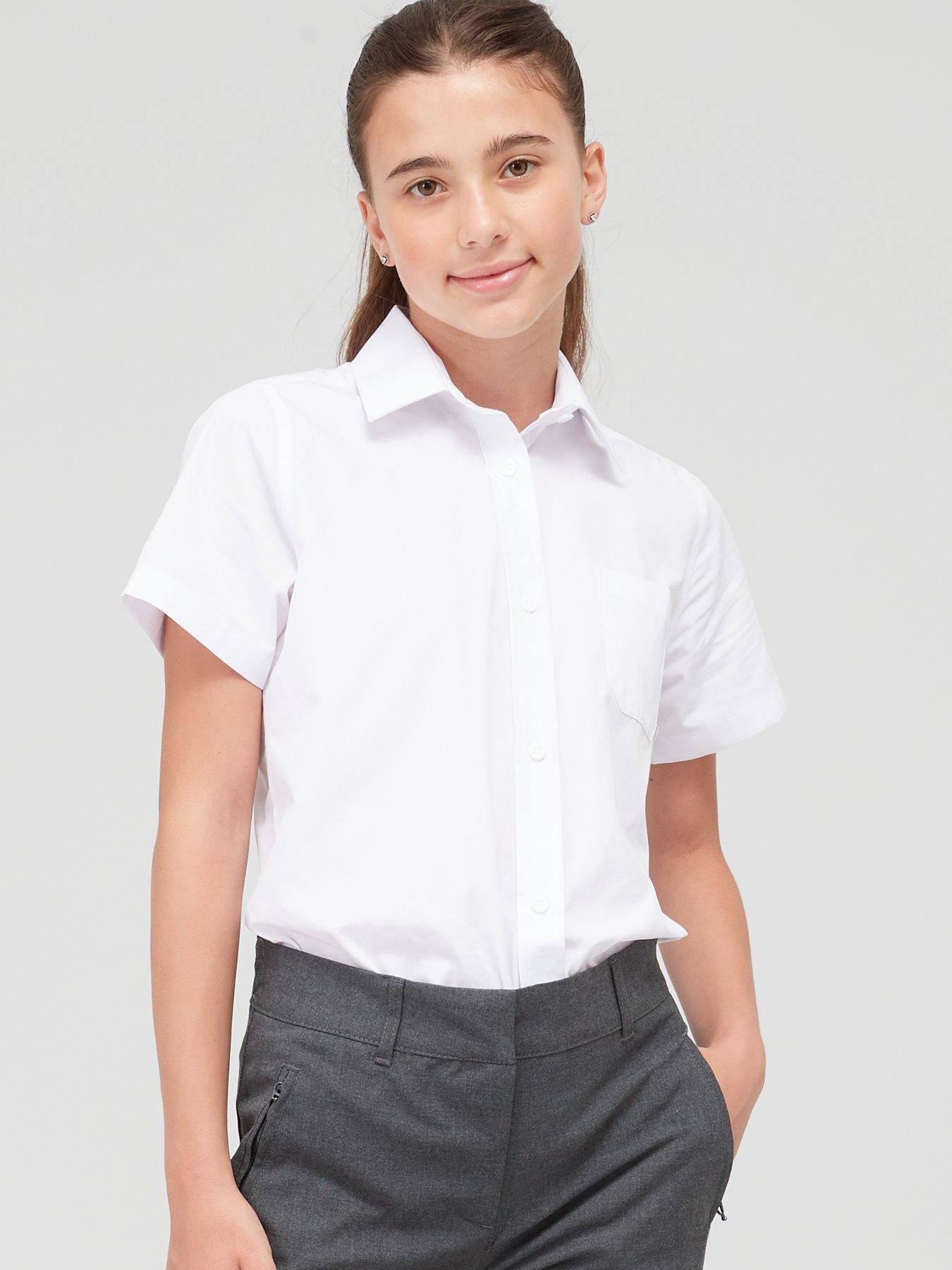 Girls white online school shirts