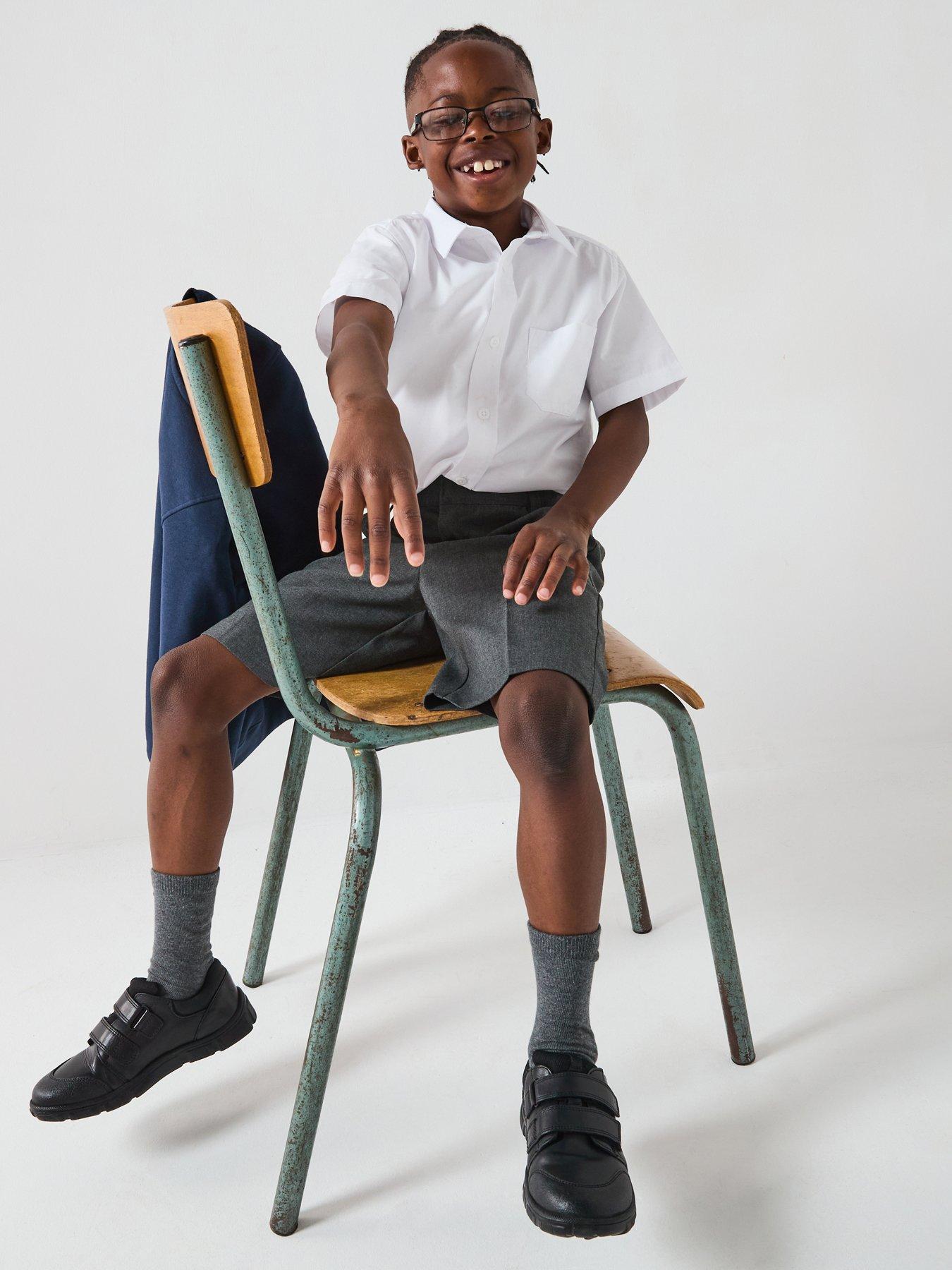 The Very Collection Boys 3 Pack Slim Fit Short Sleeve School Shirt - White