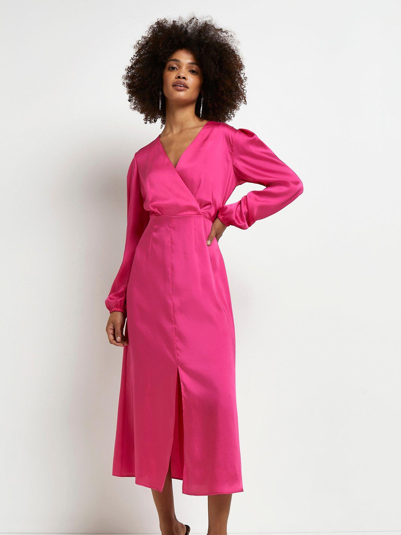 River island sale pink satin dress