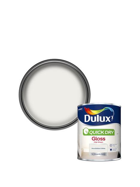 dulux-quick-dry-gloss-high-sheen-pure-brilliant-white-matt-finish-wood-and-metal-paint-ndash-750-ml-tin