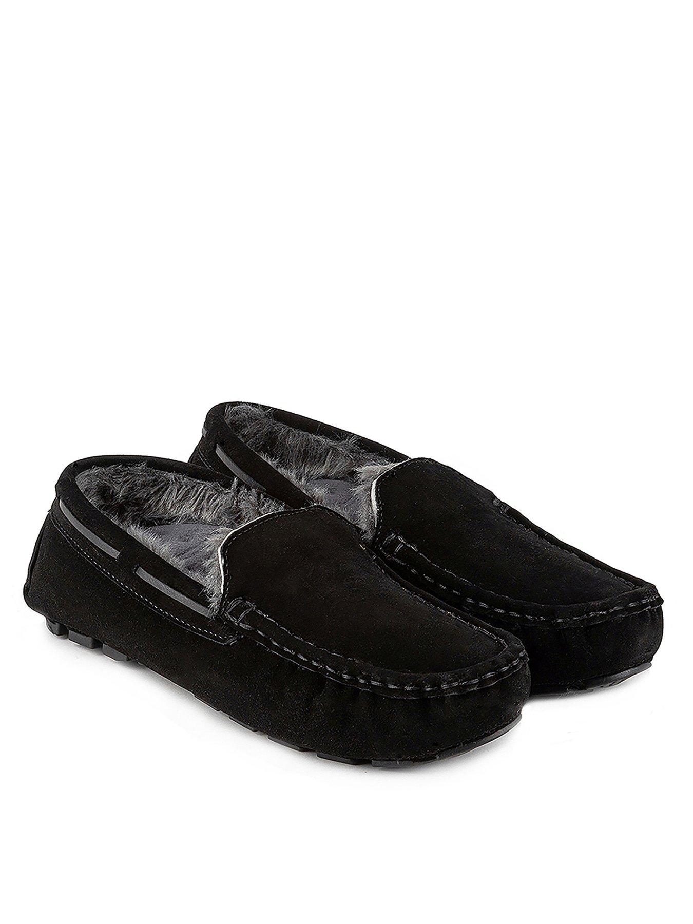 Image 2 of 4 of TOTES Mens Real Suede Moccasin Slippers - Black