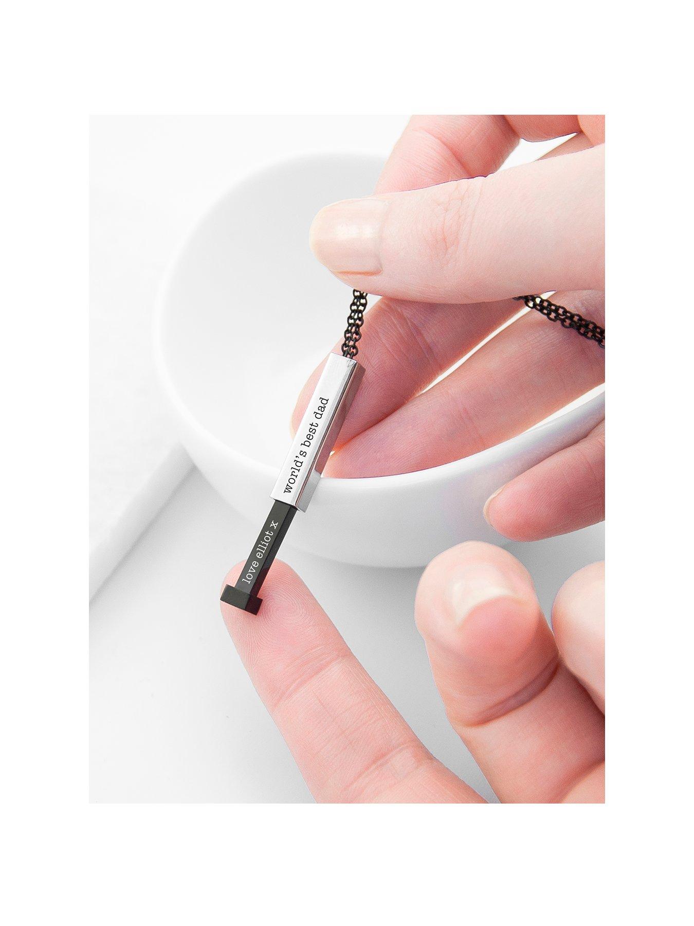 Image of Treat Republic Personalised Black and Silver Hidden Message Capsule Men's Necklace