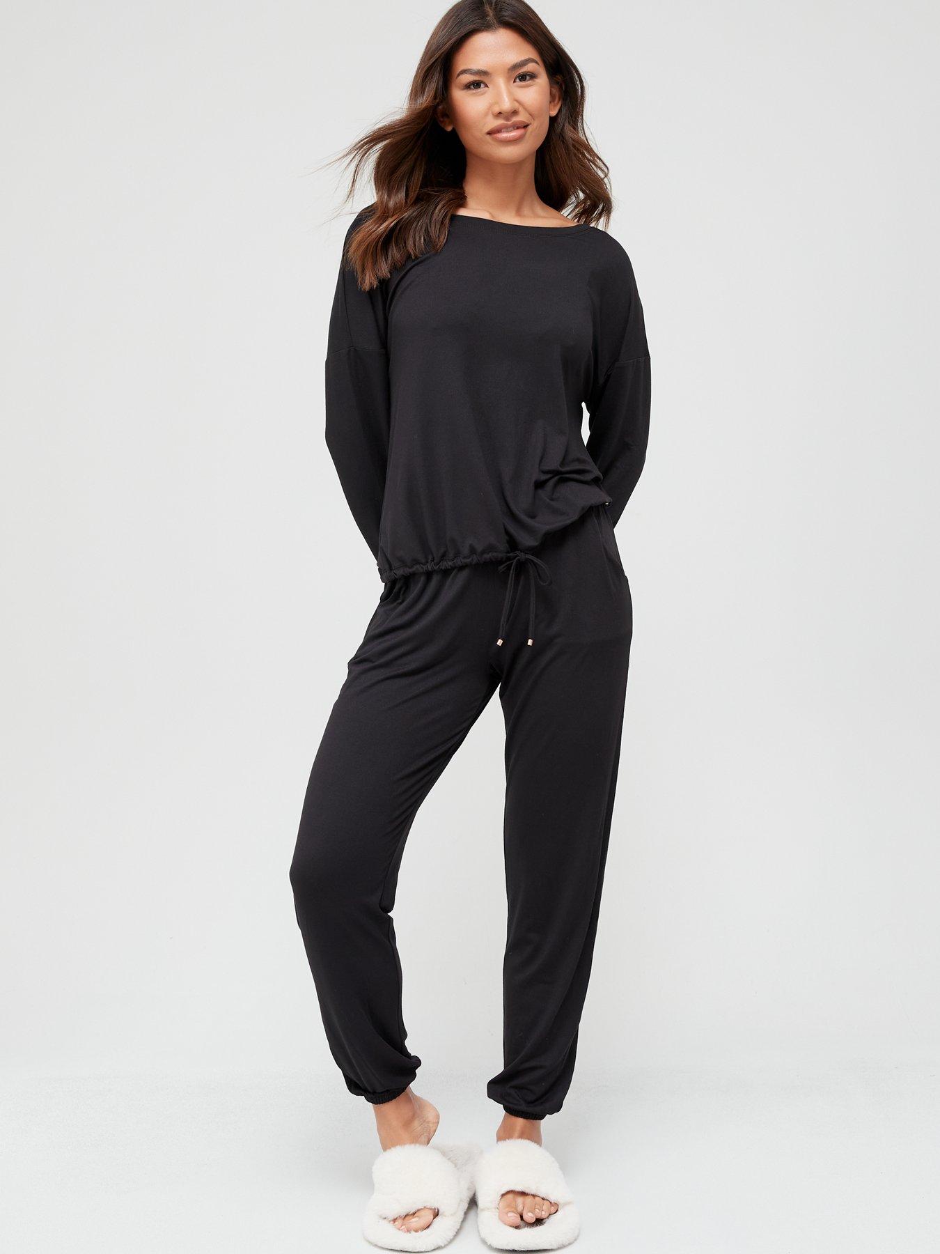 The Very Collection Off The Shoulder Slouchy Pyjama Set - Black
