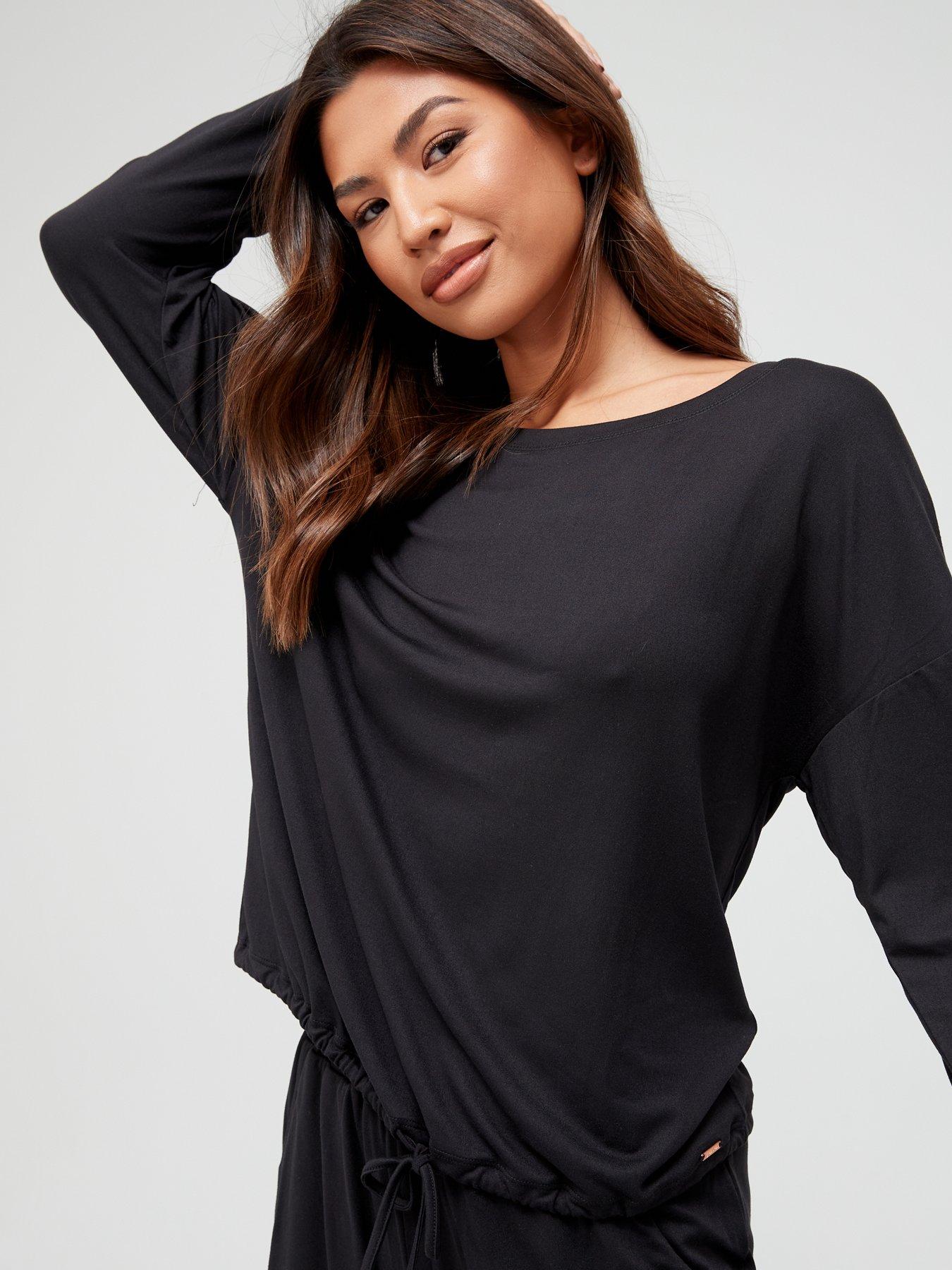 Image 3 of 3 of The Very Collection Off The Shoulder Slouchy Pyjama Set - Black