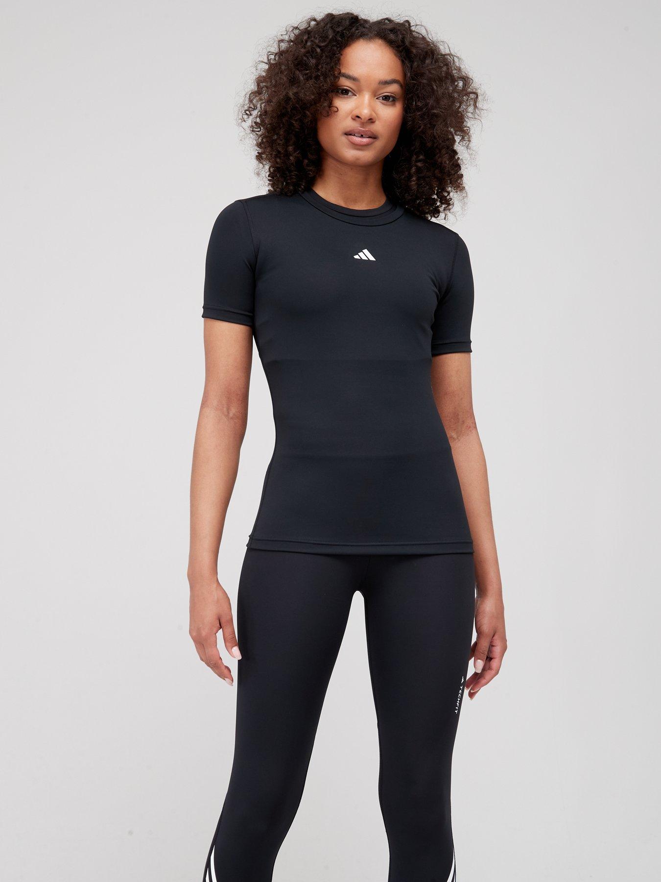 adidas Women s Performance Techfit Training T shirt BLACK WHITE Very Ireland