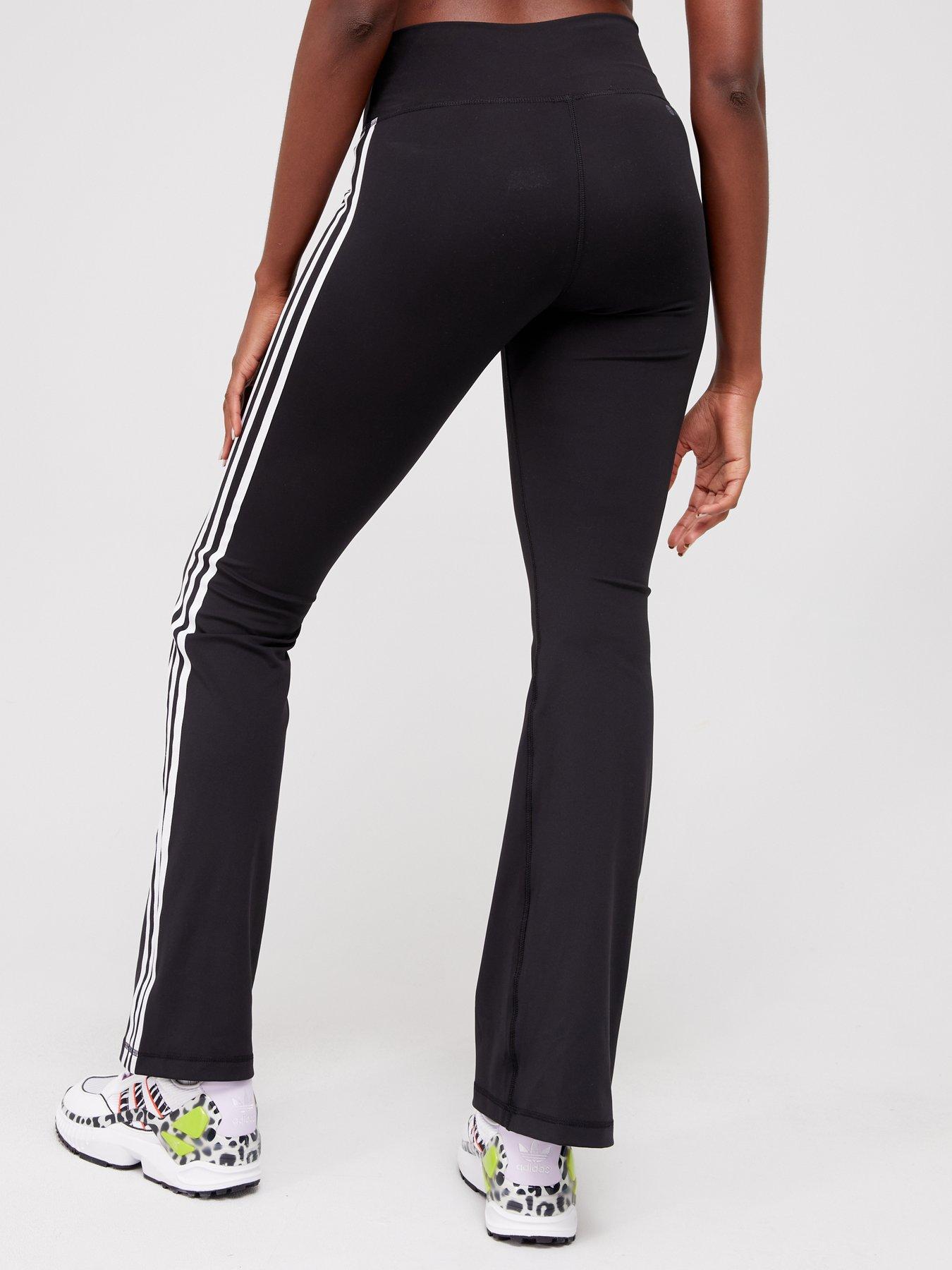 adidas-womens-train-essentials-3-stripe-flared-tights--blackstillFront