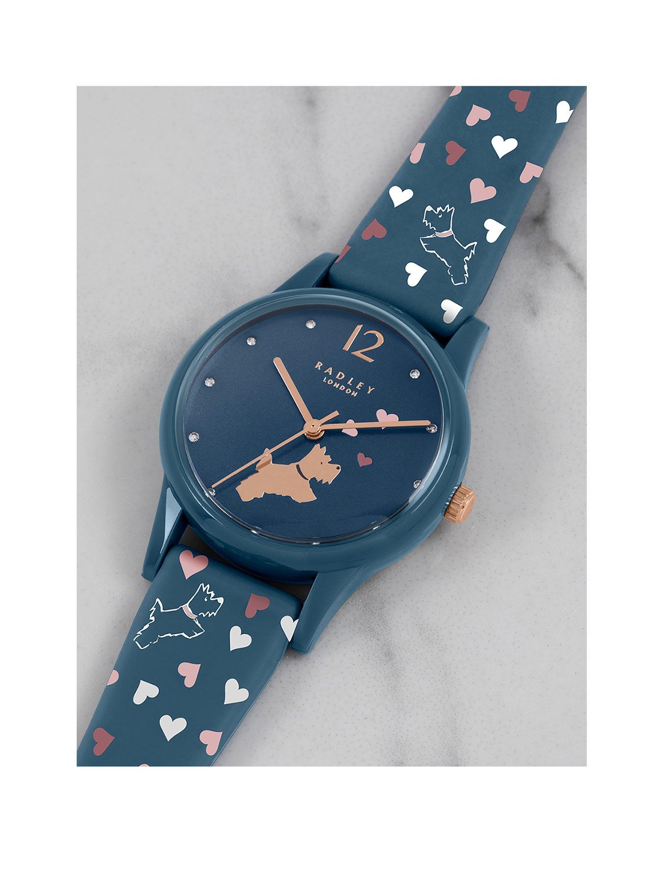 Radley Radley Ladies Large Vintage Blue Heart Print Silicone Strap