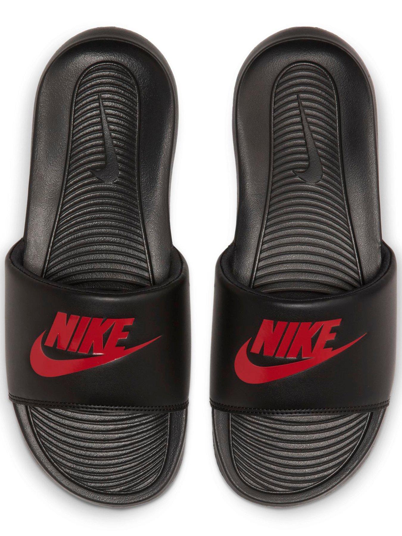 Mens red nike slides sale