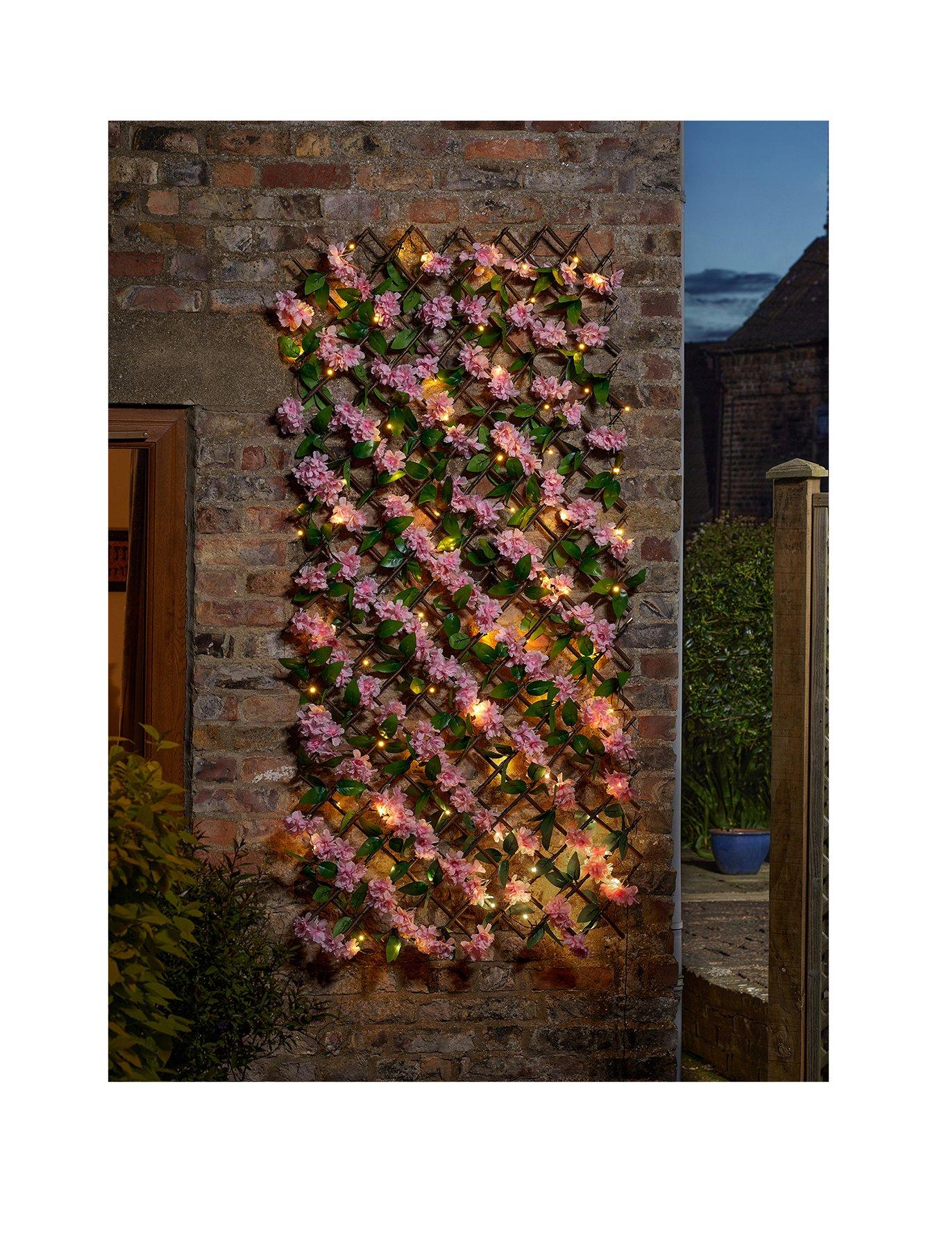 Image of Smart Solar 75 LED Solar In-Lit Pink Blossom Trellis 180 x 90 cm