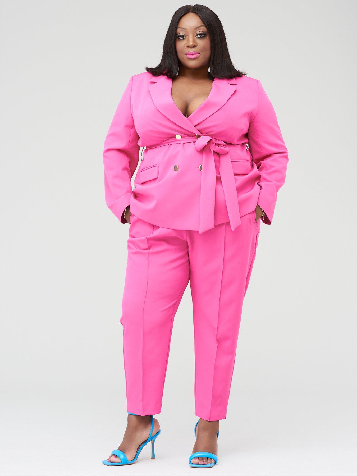 Plus size pink store trousers