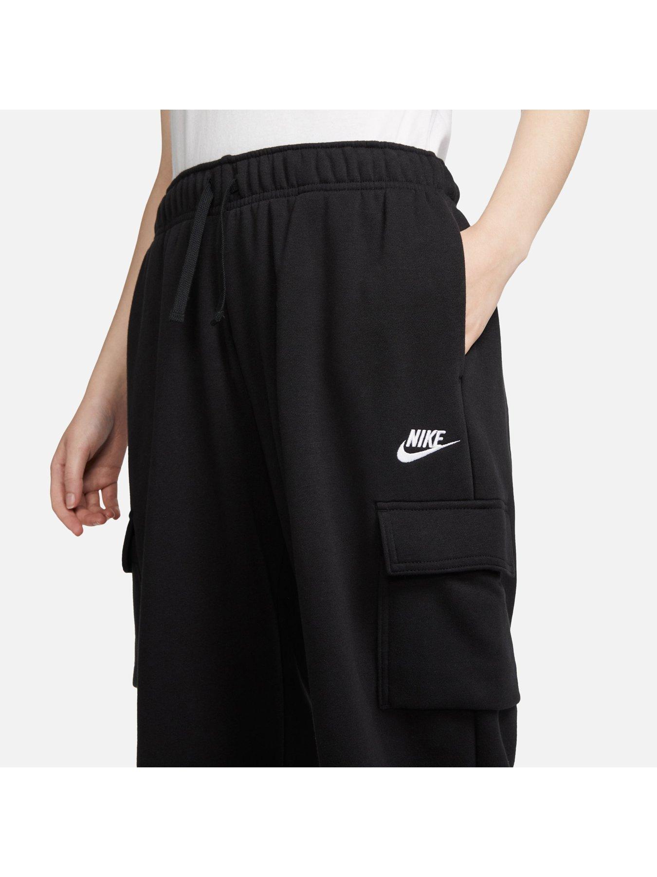 Nike Women's Nsw Club Fleece Mid Rise Cargo Joggers - BLACK/WHITE