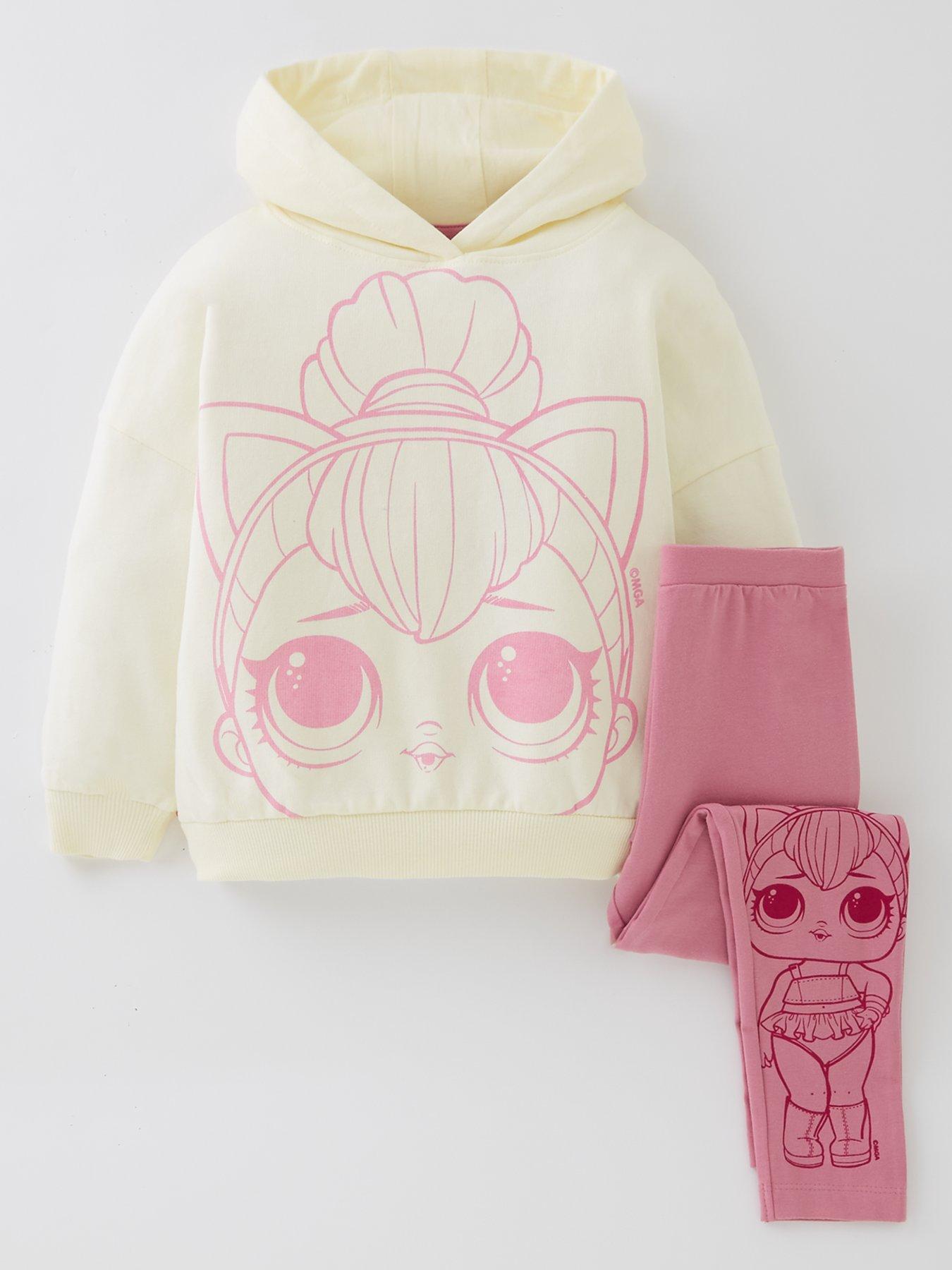 Pink MGA LOL Surprise Girl's 2-Piece Fierce Pullover Hoodie and Legging Set 