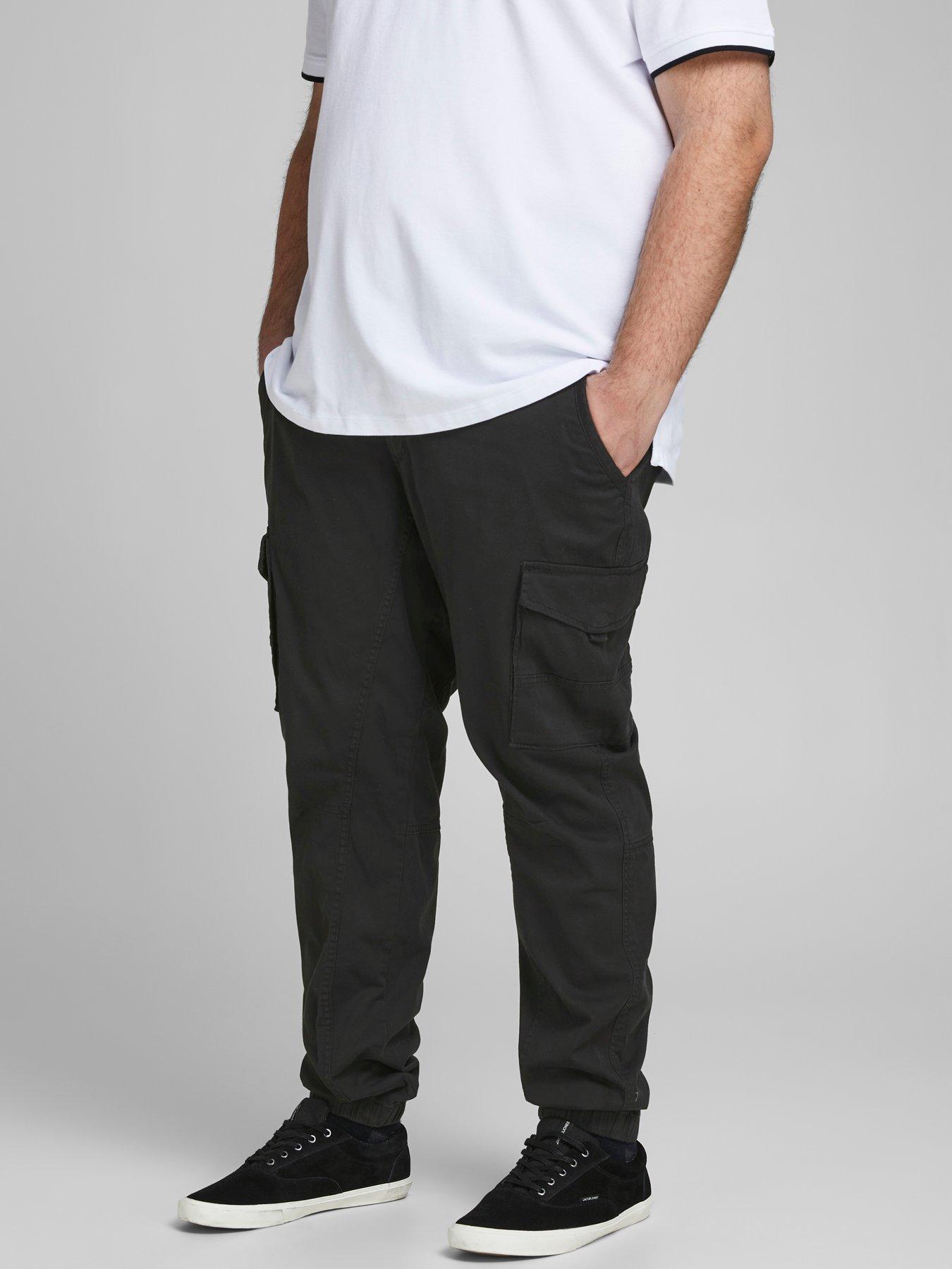 jack-jones-plus-paul-tapered-fit-cuffed-cargo-pants-black