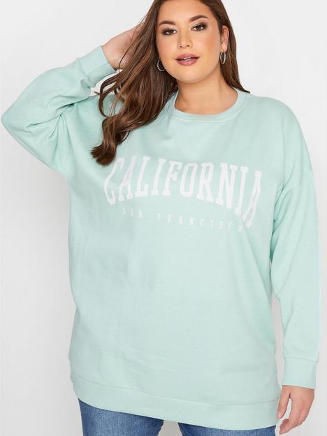 yours-clothing-crew-neck-california-sweat-top-green