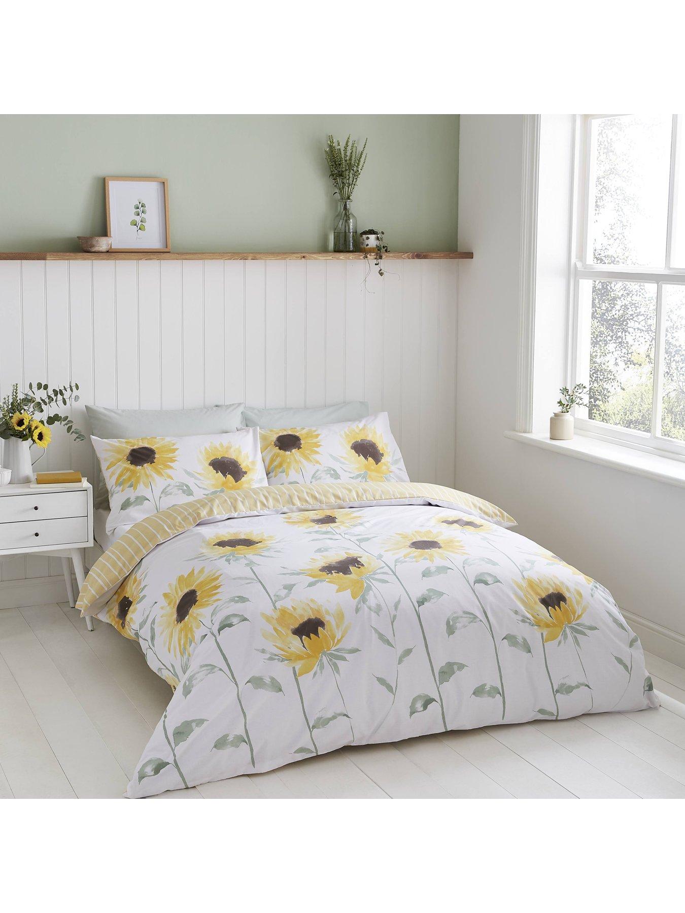 Catherine Lansfield Painted Sunflower Duvet Cover Set - Yellow