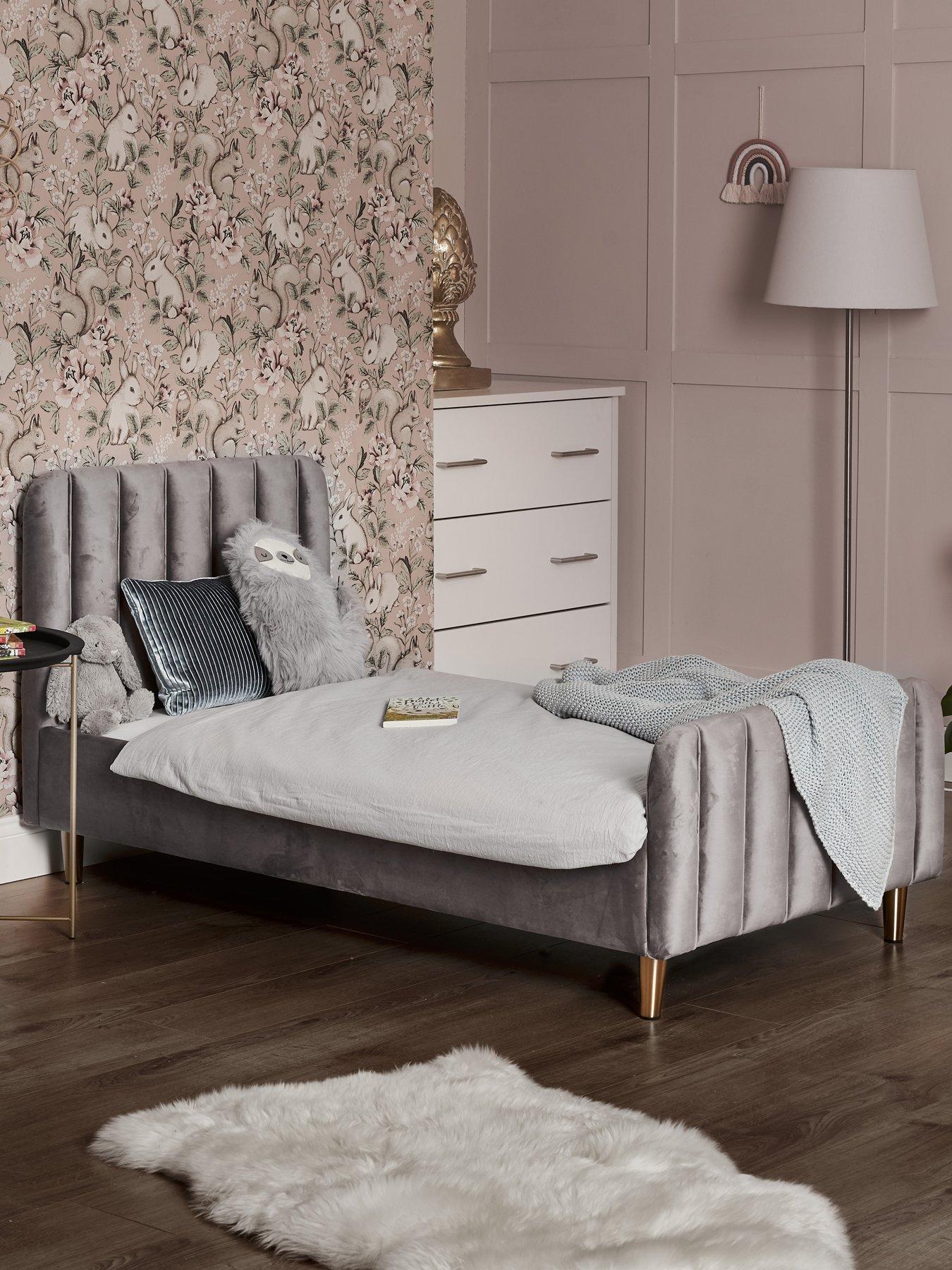 obaby-gatsby-velvet-toddler-bed-grey