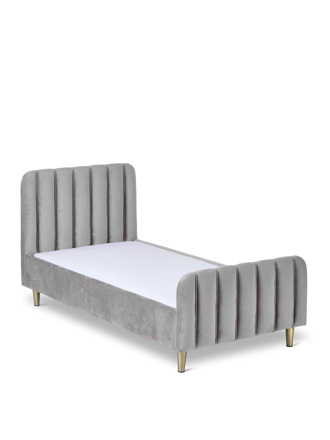 obaby-gatsby-velvet-toddler-bed-greystillFront