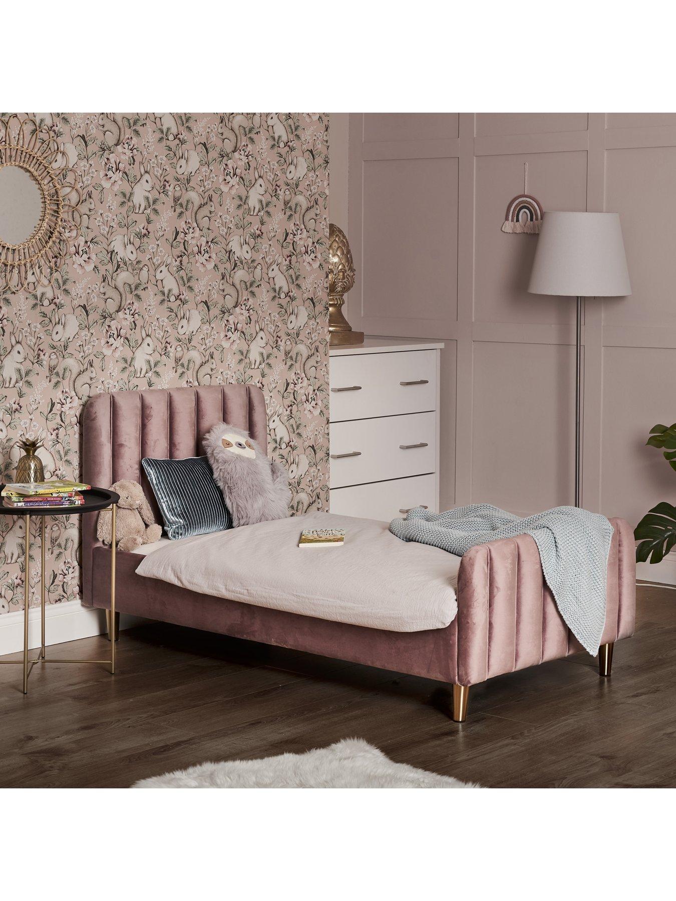 obaby-gatsby-velvet-toddler-bed-pink
